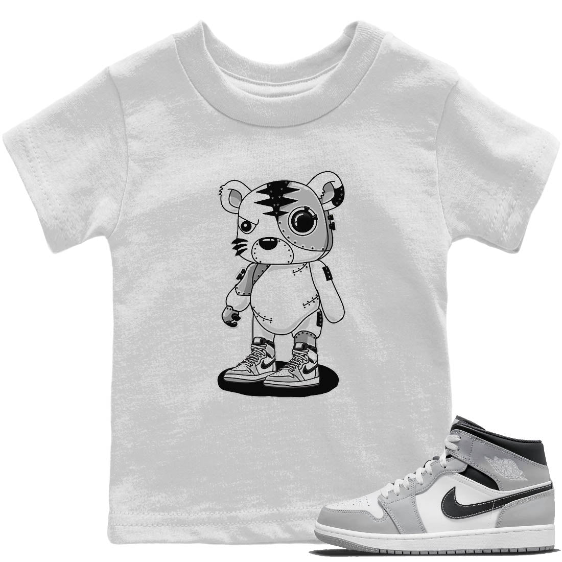 Jordan 1 Light Smoke Grey Sneaker Matching T-Shirt Cyborg Tiger Sneaker Tees Jordan 1 Light Smoke Grey Sneaker Release Tees Kids Shirts