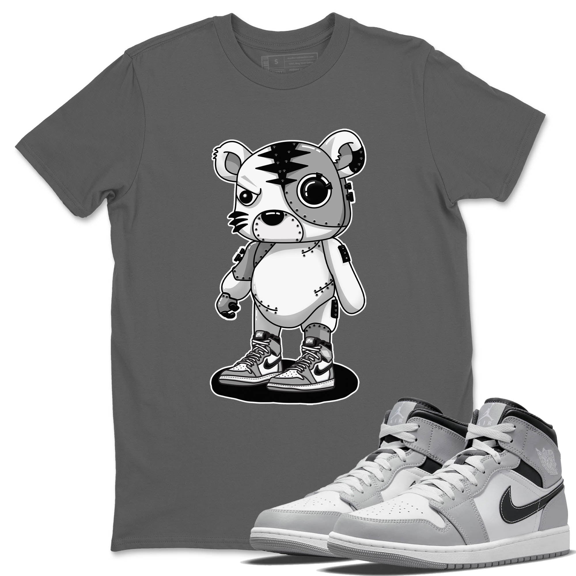 Jordan 1 Light Smoke Grey Sneaker Matching T-Shirt Cyborg Tiger Sneaker Tees Jordan 1 Light Smoke Grey Sneaker Release Tees Crew Neck Tees