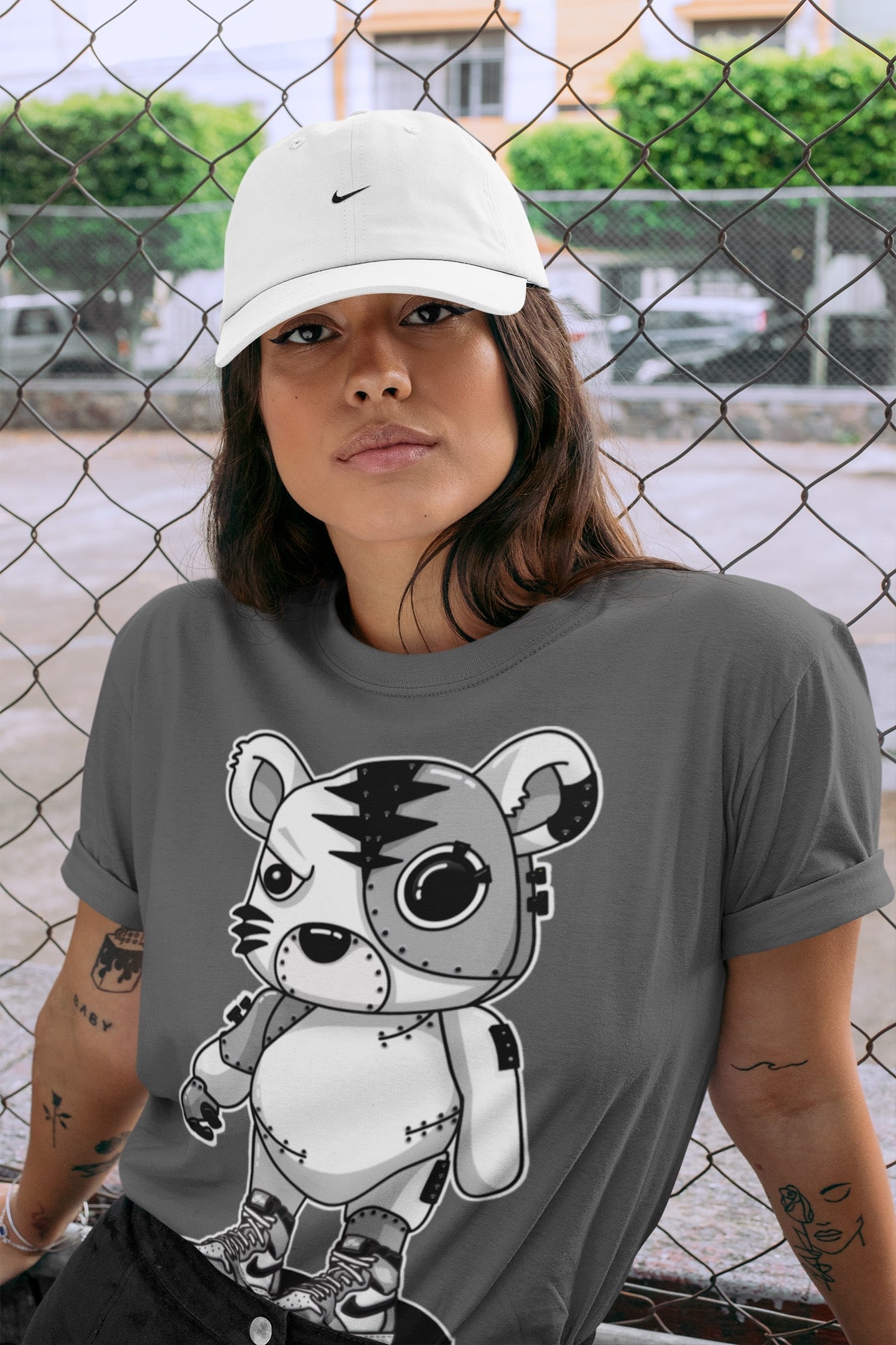 Jordan 1 Light Smoke Grey Sneaker Matching T-Shirt Cyborg Tiger Sneaker Tees Jordan 1 Light Smoke Grey Sneaker Release Tees Crew Neck Tees