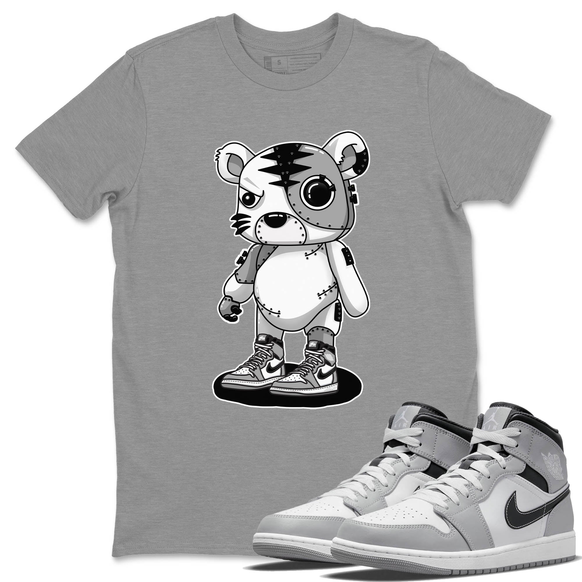 Jordan 1 Light Smoke Grey Sneaker Matching T-Shirt Cyborg Tiger Sneaker Tees Jordan 1 Light Smoke Grey Sneaker Release Tees Crew Neck Tees