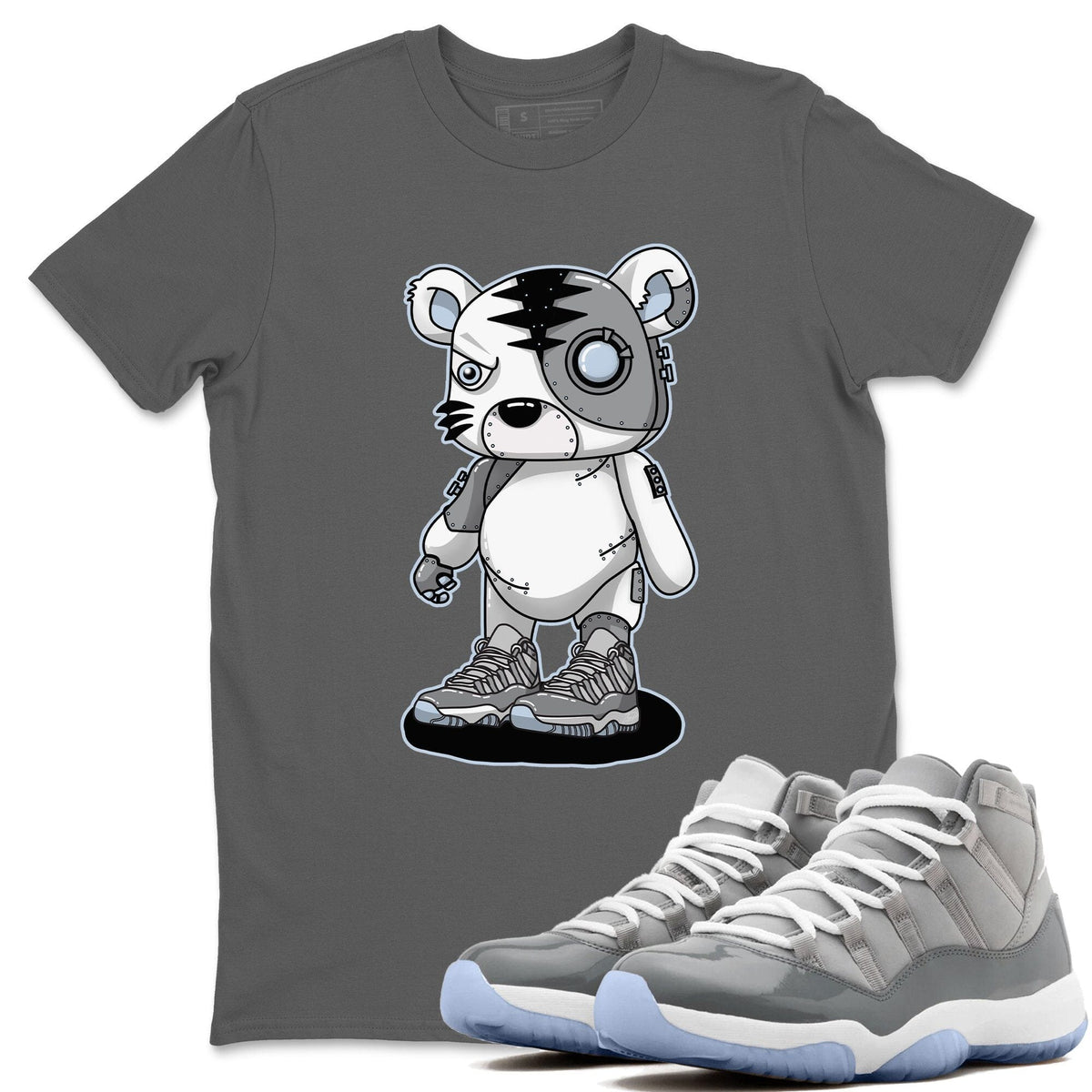 Jordan 11 Cool Grey Sneaker Matching T-Shirt Cyborg Tiger Sneaker Tees Jordan 11 Cool Grey Sneaker Release Tees Crew Neck Tees