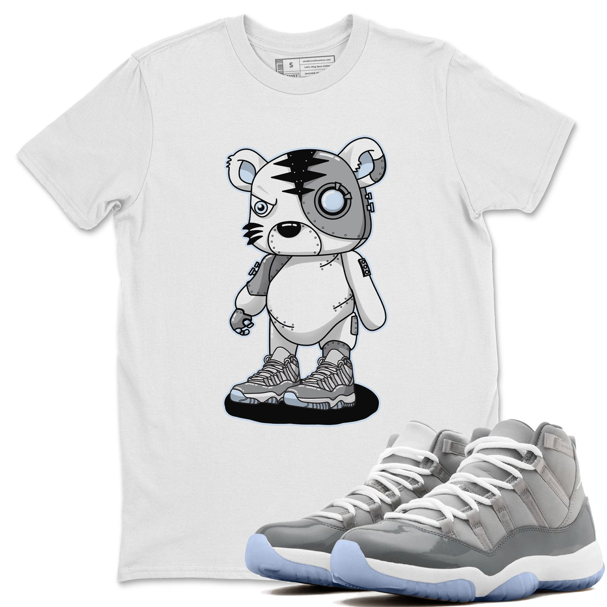 Jordan 11 Cool Grey Sneaker Matching T-Shirt Cyborg Tiger Sneaker Tees Jordan 11 Cool Grey Sneaker Release Tees Crew Neck Tees
