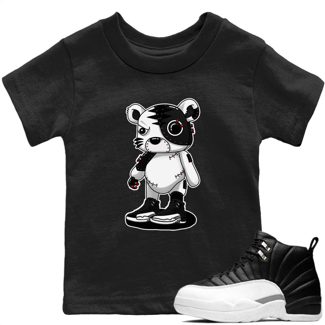 Jordan 12 Playoffs Sneaker Matching T-Shirt Cyborg Tiger Sneaker Tees Jordan 12 Playoffs Sneaker Release Tees Kids Shirts