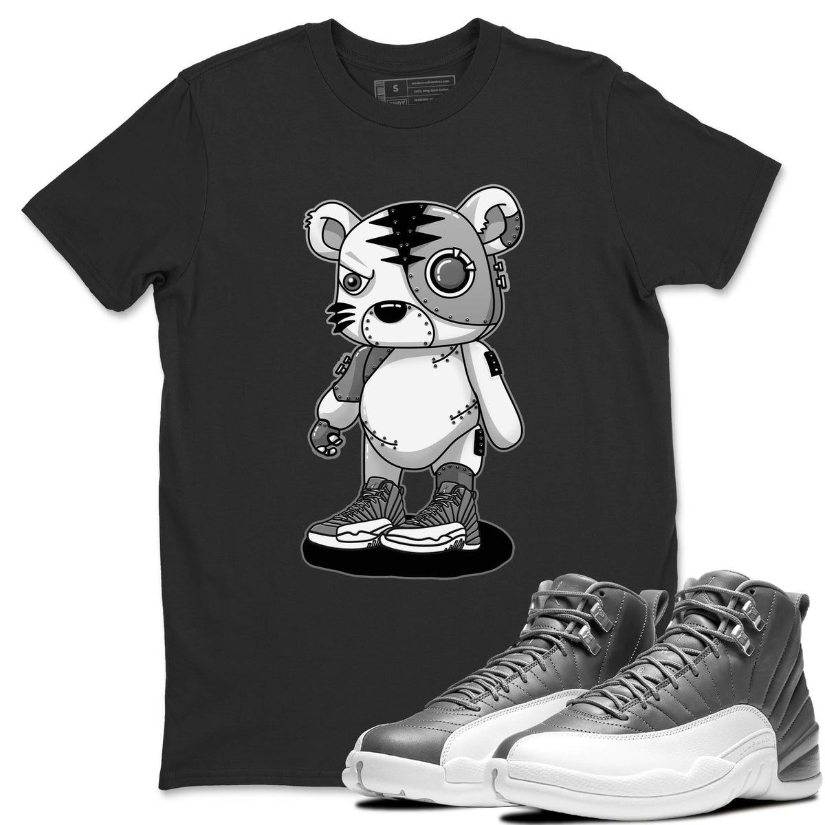 Jordan 12 Stealth Sneaker Matching T-Shirt Cyborg Tiger Sneaker Tees Jordan 12 Stealth Sneaker Release Tees Crew Neck Tees