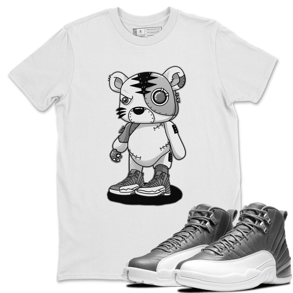 Jordan 12 Stealth Sneaker Matching T-Shirt Cyborg Tiger Sneaker Tees Jordan 12 Stealth Sneaker Release Tees Crew Neck Tees