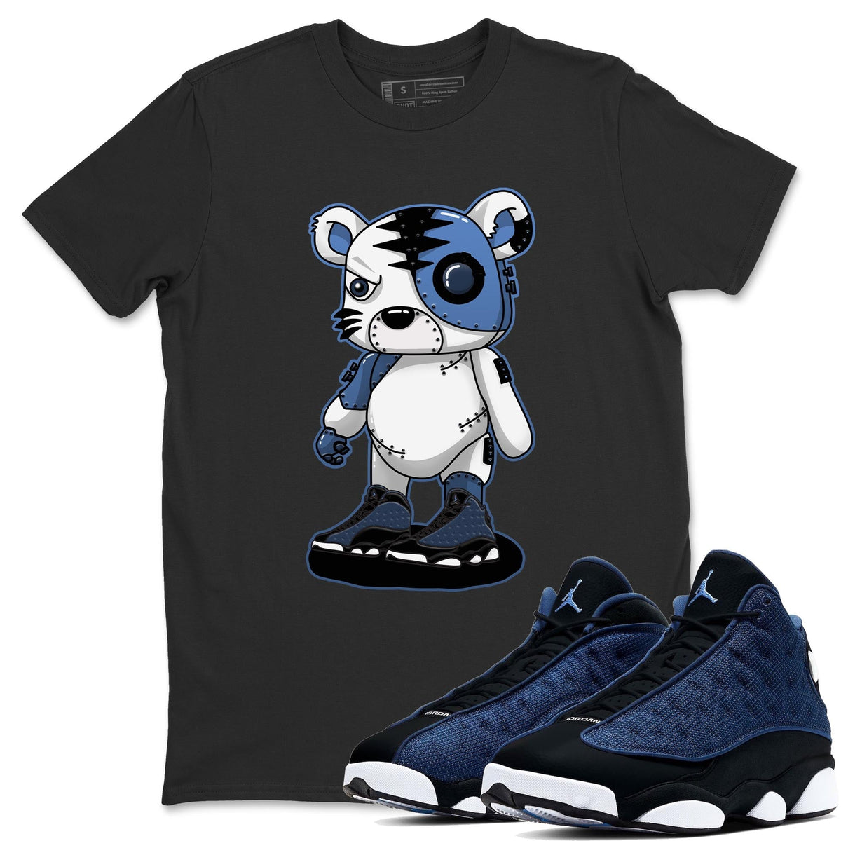 Jordan 13 Brave Blue Sneaker Matching T-Shirt Cyborg Tiger Sneaker Tees Jordan 13 Brave Blue Sneaker Release Tees Crew Neck Tees
