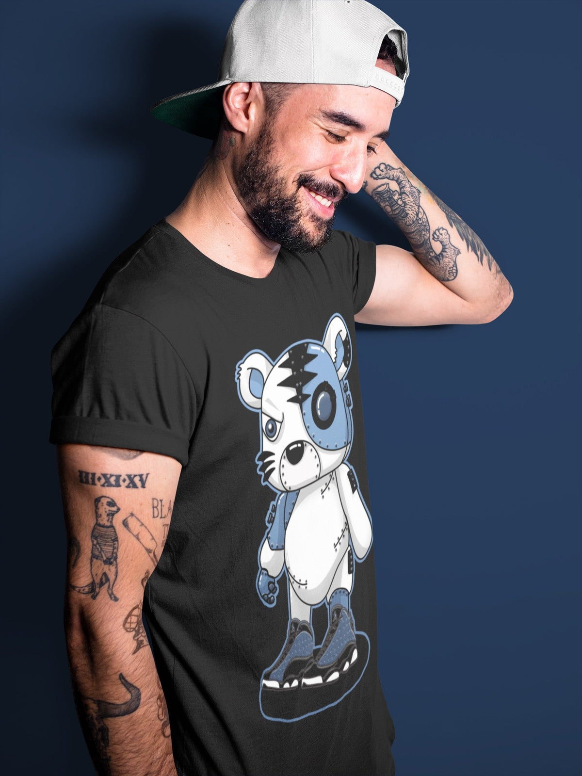 Jordan 13 Brave Blue Sneaker Matching T-Shirt Cyborg Tiger Sneaker Tees Jordan 13 Brave Blue Sneaker Release Tees Crew Neck Tees