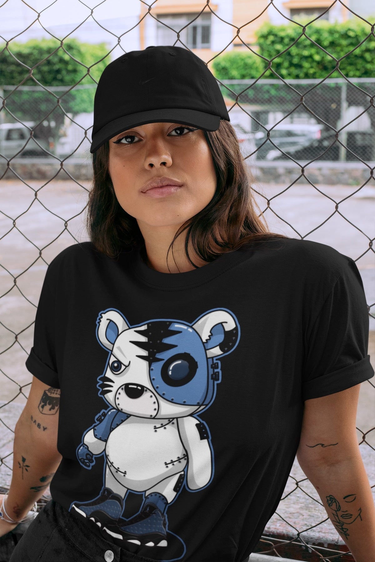 Jordan 13 Brave Blue Sneaker Matching T-Shirt Cyborg Tiger Sneaker Tees Jordan 13 Brave Blue Sneaker Release Tees Crew Neck Tees