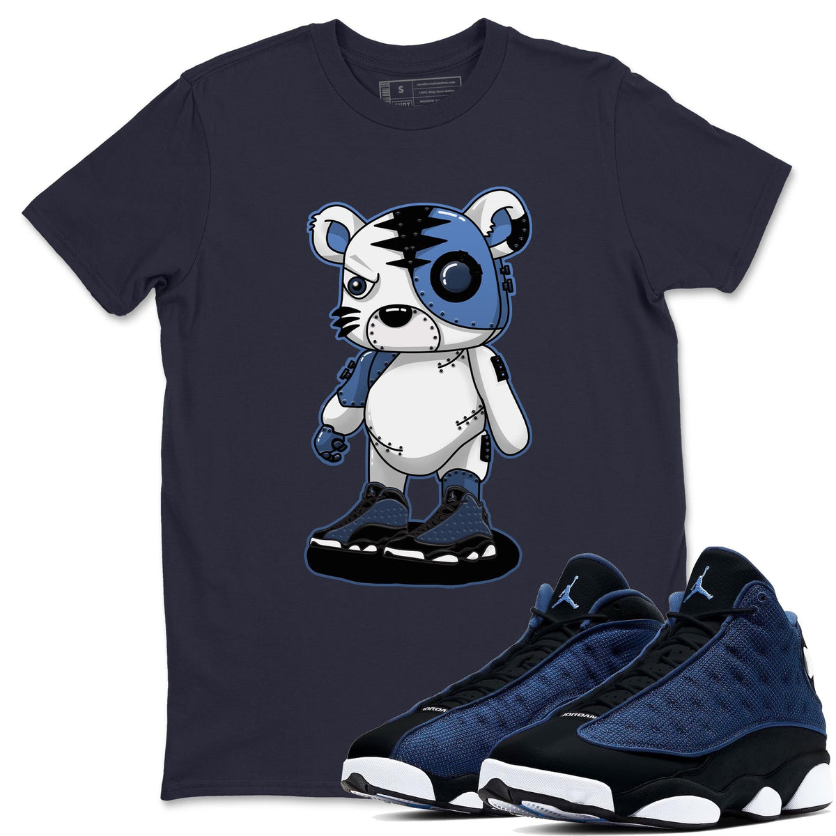 Jordan 13 Brave Blue Sneaker Matching T-Shirt Cyborg Tiger Sneaker Tees Jordan 13 Brave Blue Sneaker Release Tees Crew Neck Tees