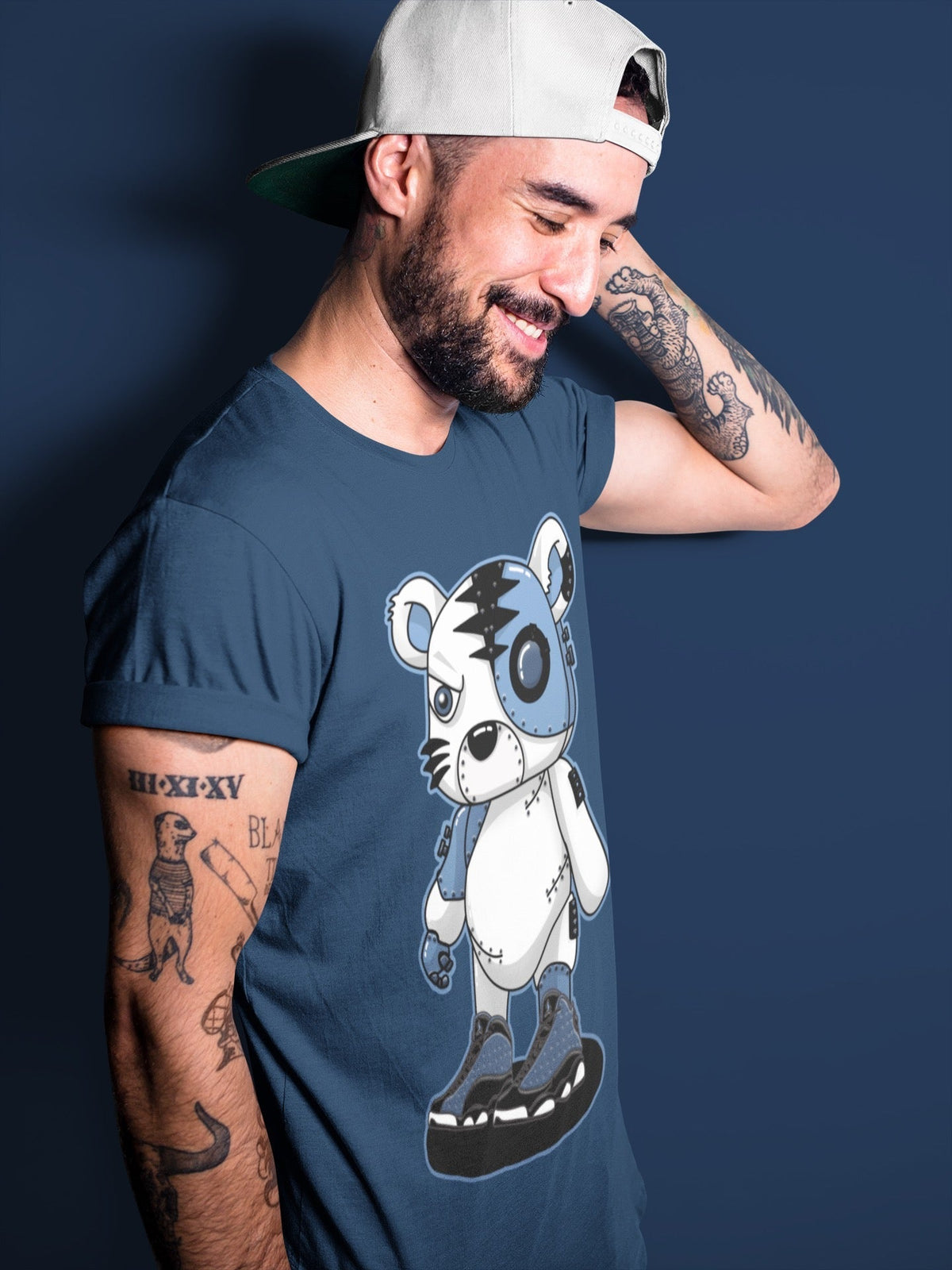 Jordan 13 Brave Blue Sneaker Matching T-Shirt Cyborg Tiger Sneaker Tees Jordan 13 Brave Blue Sneaker Release Tees Crew Neck Tees