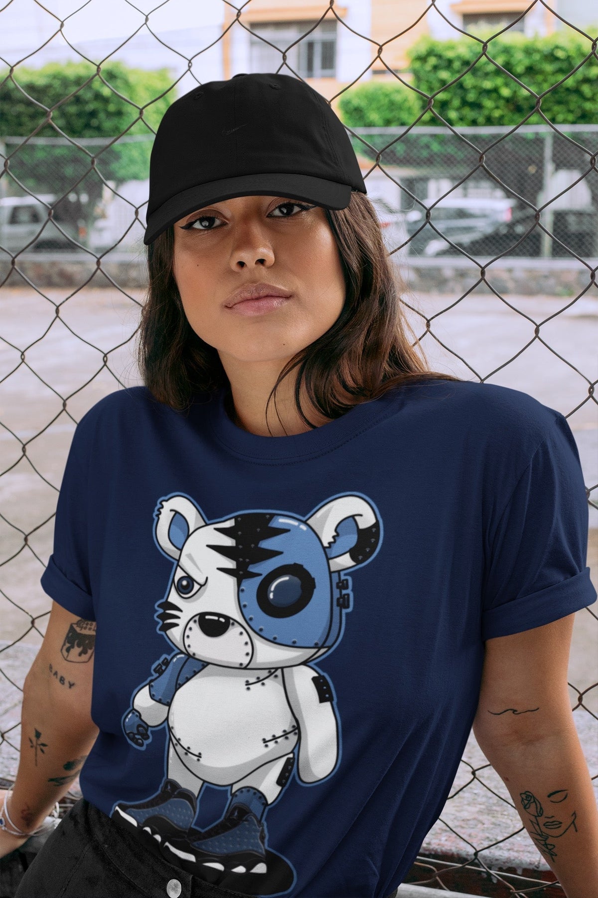 Jordan 13 Brave Blue Sneaker Matching T-Shirt Cyborg Tiger Sneaker Tees Jordan 13 Brave Blue Sneaker Release Tees Crew Neck Tees