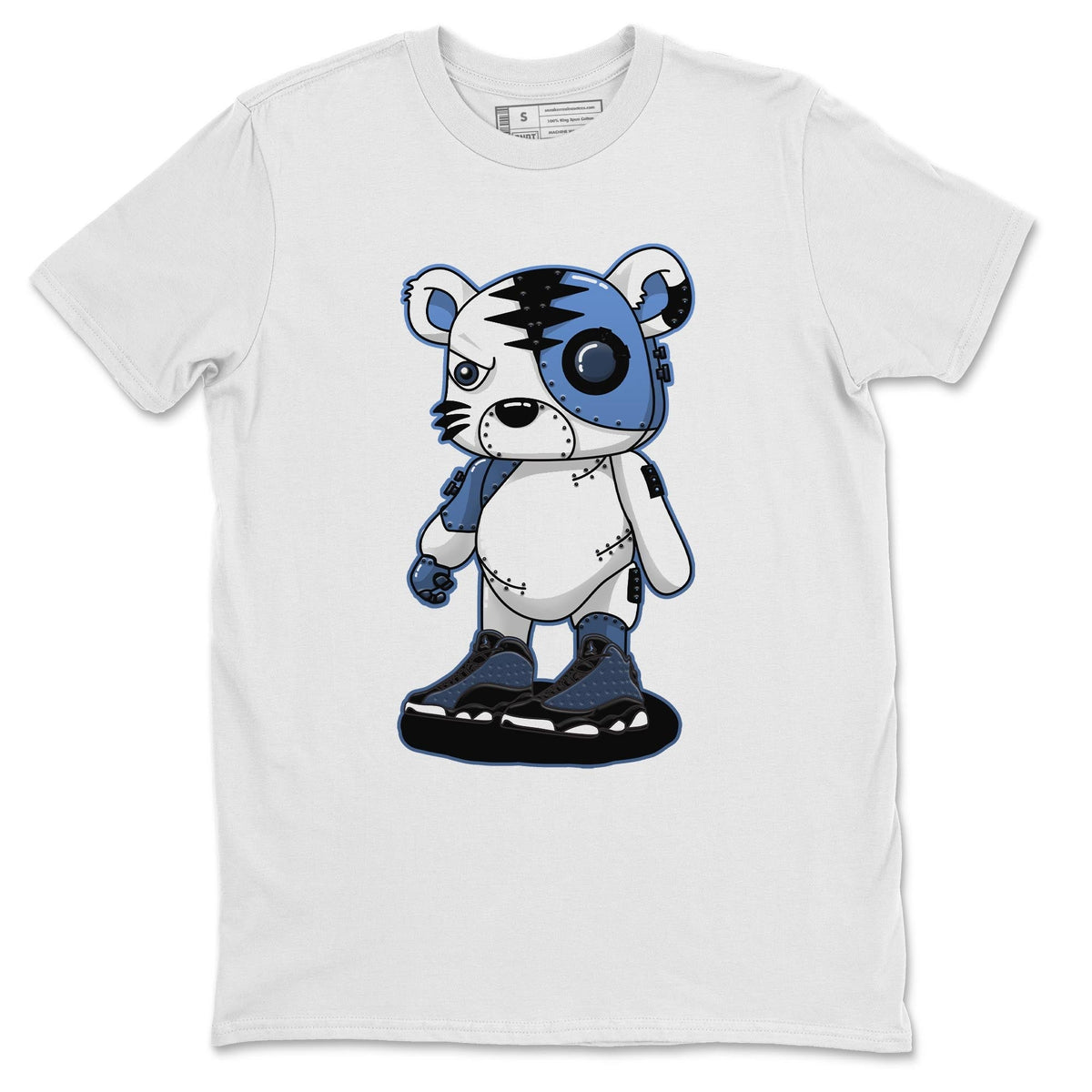 Jordan 13 Brave Blue Sneaker Matching T-Shirt Cyborg Tiger Sneaker Tees Jordan 13 Brave Blue Sneaker Release Tees Crew Neck Tees