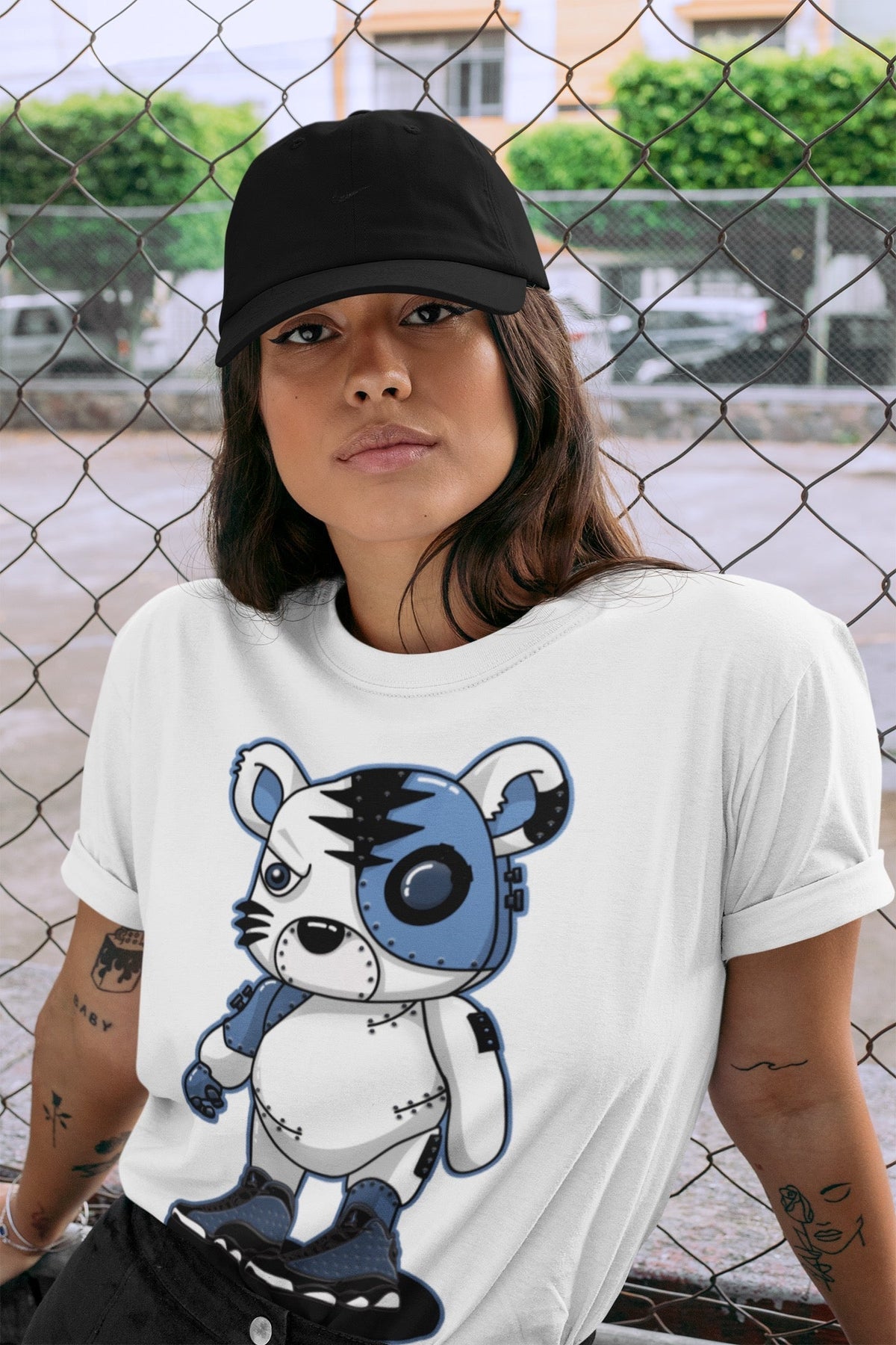 Jordan 13 Brave Blue Sneaker Matching T-Shirt Cyborg Tiger Sneaker Tees Jordan 13 Brave Blue Sneaker Release Tees Crew Neck Tees