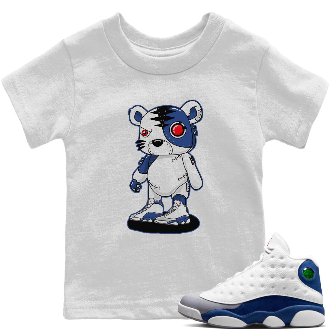 Jordan 13 French Blue Sneaker Matching T-Shirt Cyborg Tiger Sneaker Tees Jordan 13 French Blue Sneaker Release Tees Kids Shirts