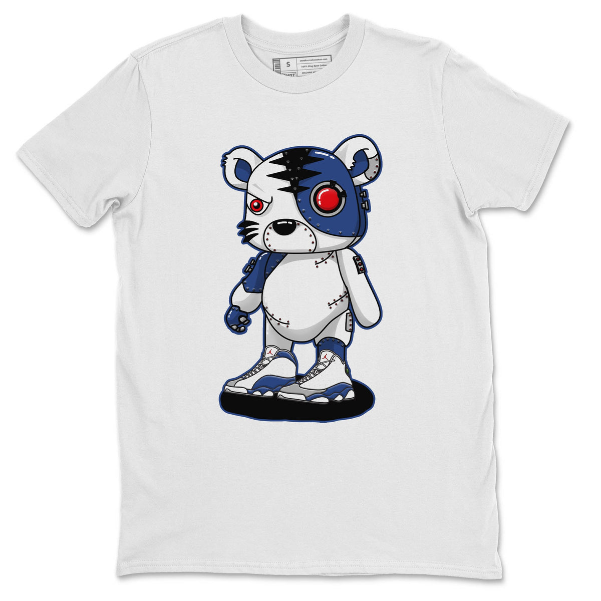 Jordan 13 French Blue Sneaker Matching T-Shirt Cyborg Tiger Sneaker Tees Jordan 13 French Blue Sneaker Release Tees Crew Neck Tees