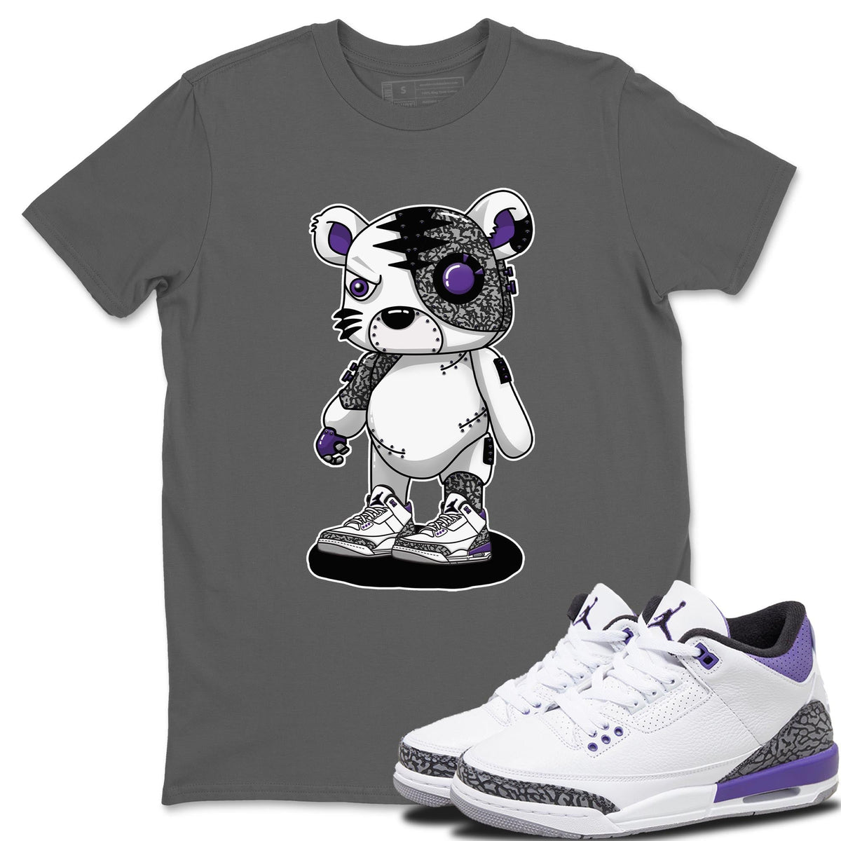 Jordan 3 Dark Iris Sneaker Matching T-Shirt Cyborg Tiger Sneaker Tees Jordan 3 Dark Iris Sneaker Release Tees Crew Neck Tees