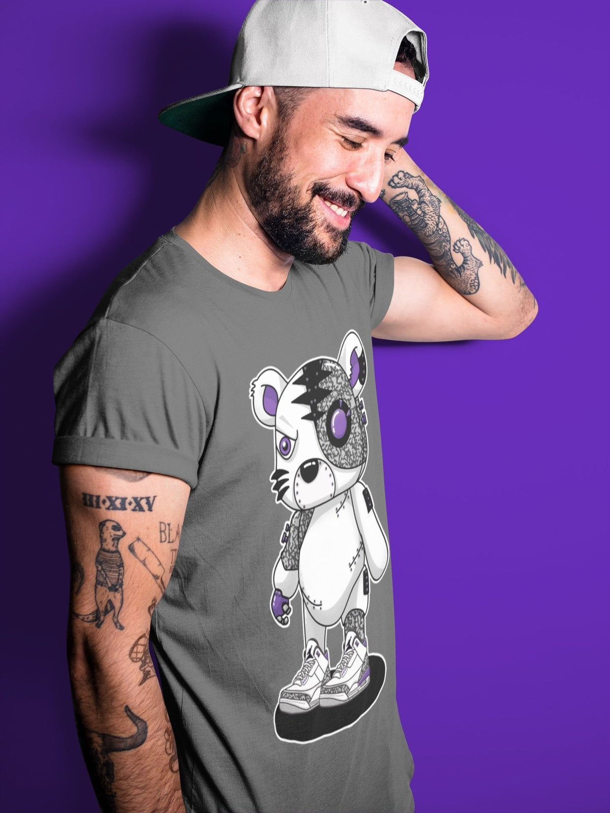 Jordan 3 Dark Iris Sneaker Matching T-Shirt Cyborg Tiger Sneaker Tees Jordan 3 Dark Iris Sneaker Release Tees Crew Neck Tees