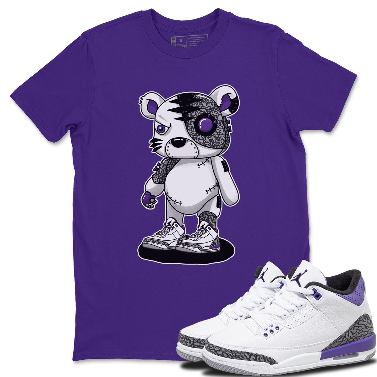 Jordan 3 Dark Iris Sneaker Matching T-Shirt Cyborg Tiger Sneaker Tees Jordan 3 Dark Iris Sneaker Release Tees Crew Neck Tees