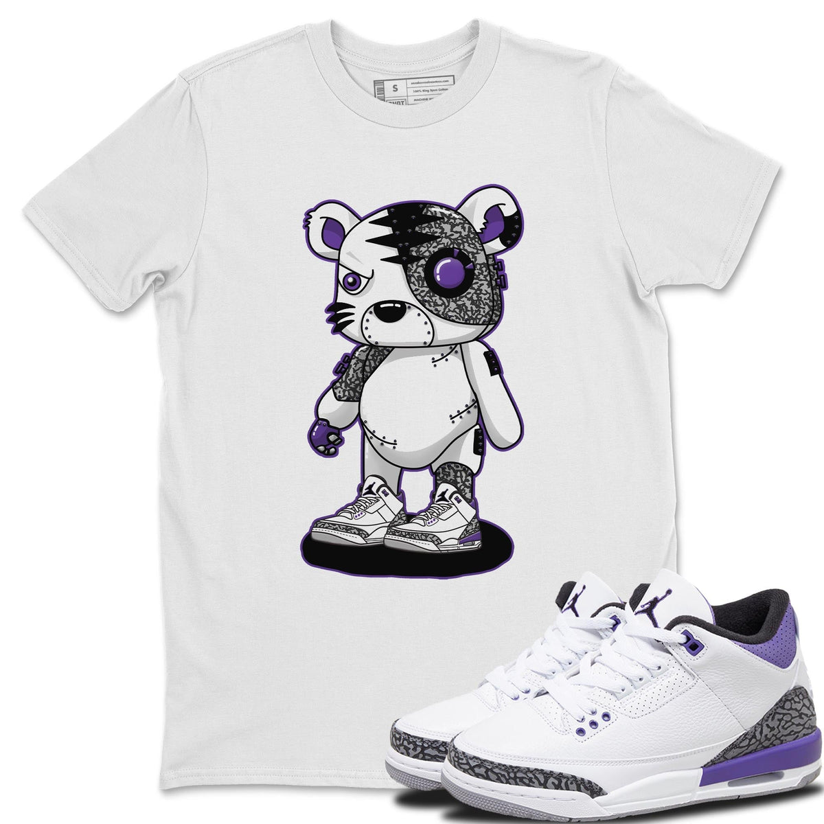 Jordan 3 Dark Iris Sneaker Matching T-Shirt Cyborg Tiger Sneaker Tees Jordan 3 Dark Iris Sneaker Release Tees Crew Neck Tees