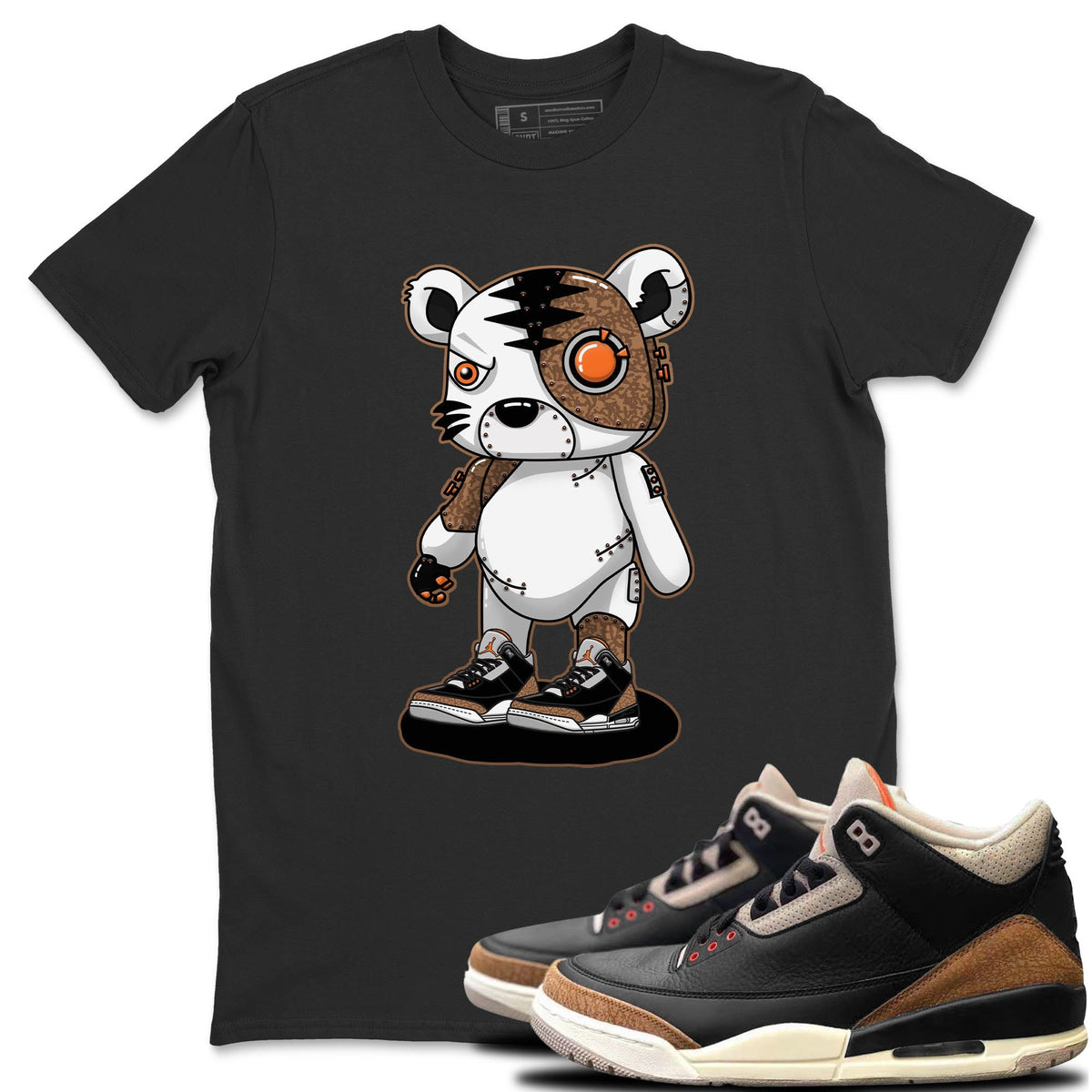 Jordan 3 Desert Elephant Sneaker Matching T-Shirt Cyborg Tiger Sneaker Tees Jordan 3 Desert Elephant Sneaker Release Tees Crew Neck Tees
