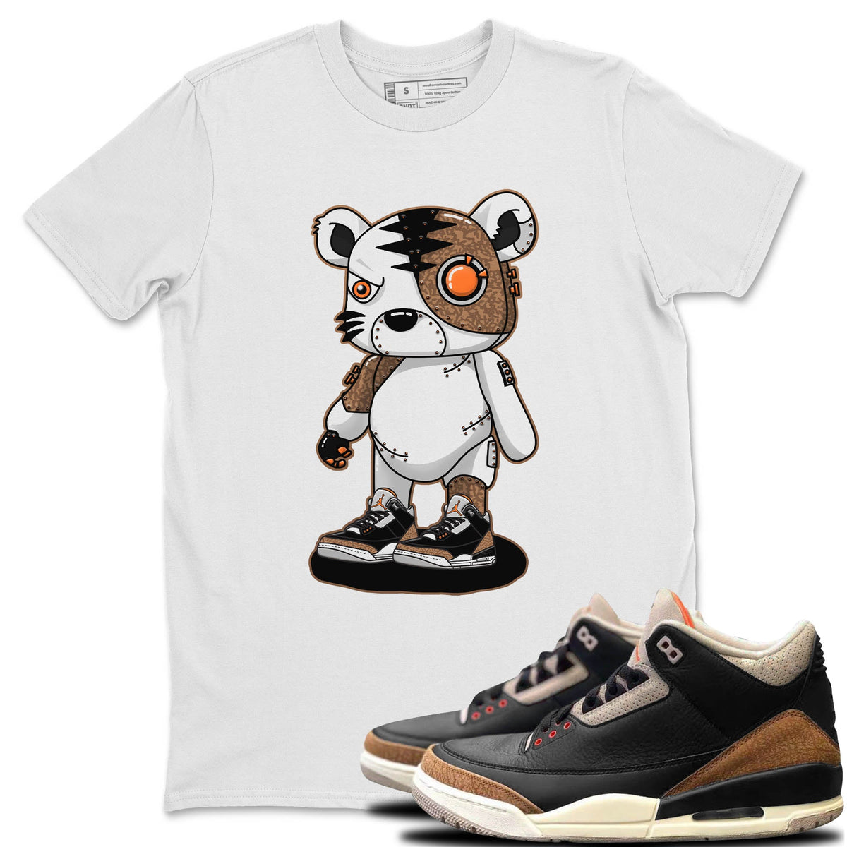 Jordan 3 Desert Elephant Sneaker Matching T-Shirt Cyborg Tiger Sneaker Tees Jordan 3 Desert Elephant Sneaker Release Tees Crew Neck Tees