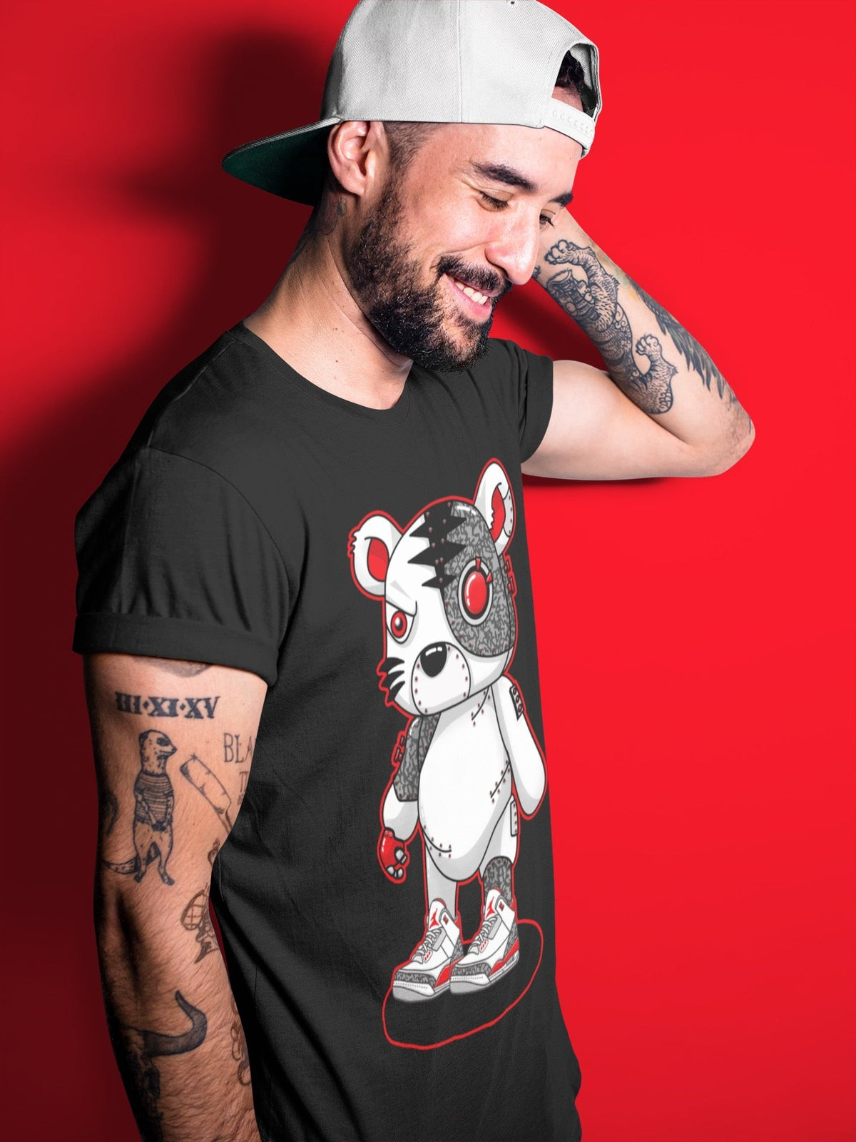 Jordan 3 Fire Red Sneaker Matching T-Shirt Cyborg Tiger Sneaker Tees Jordan 3 Fire Red Sneaker Release Tees Crew Neck Tees