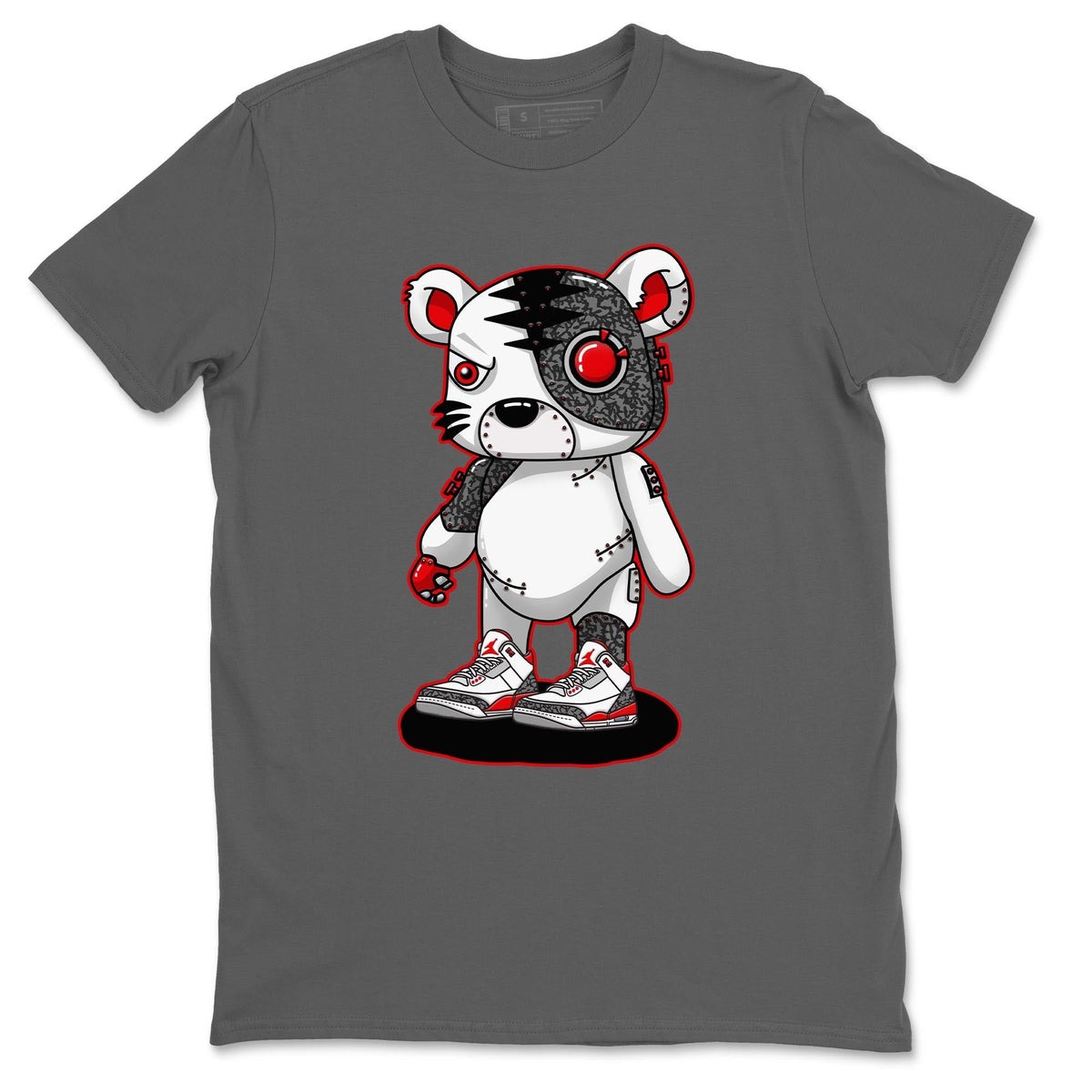 Jordan 3 Fire Red Sneaker Matching T-Shirt Cyborg Tiger Sneaker Tees Jordan 3 Fire Red Sneaker Release Tees Crew Neck Tees