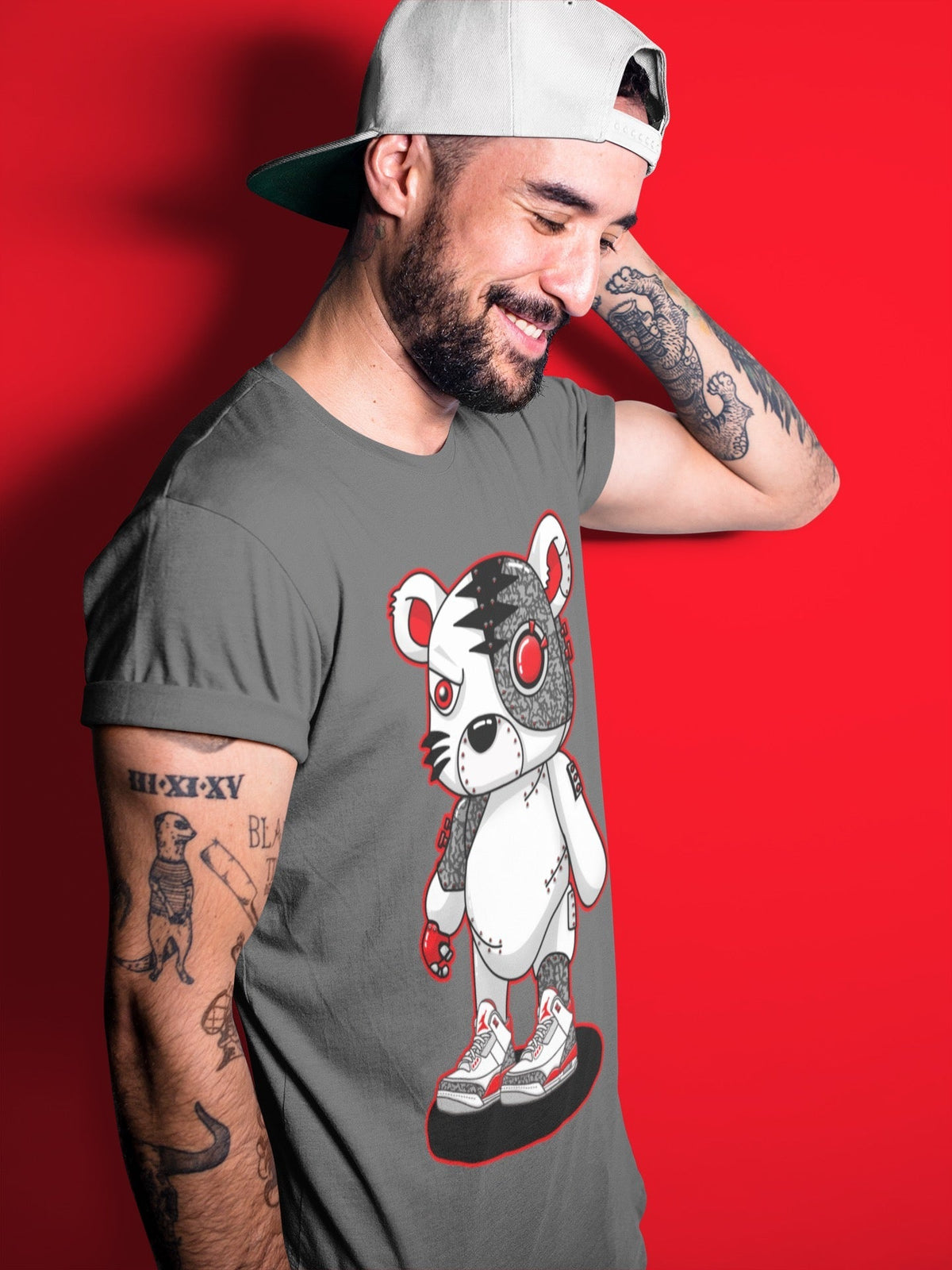 Jordan 3 Fire Red Sneaker Matching T-Shirt Cyborg Tiger Sneaker Tees Jordan 3 Fire Red Sneaker Release Tees Crew Neck Tees