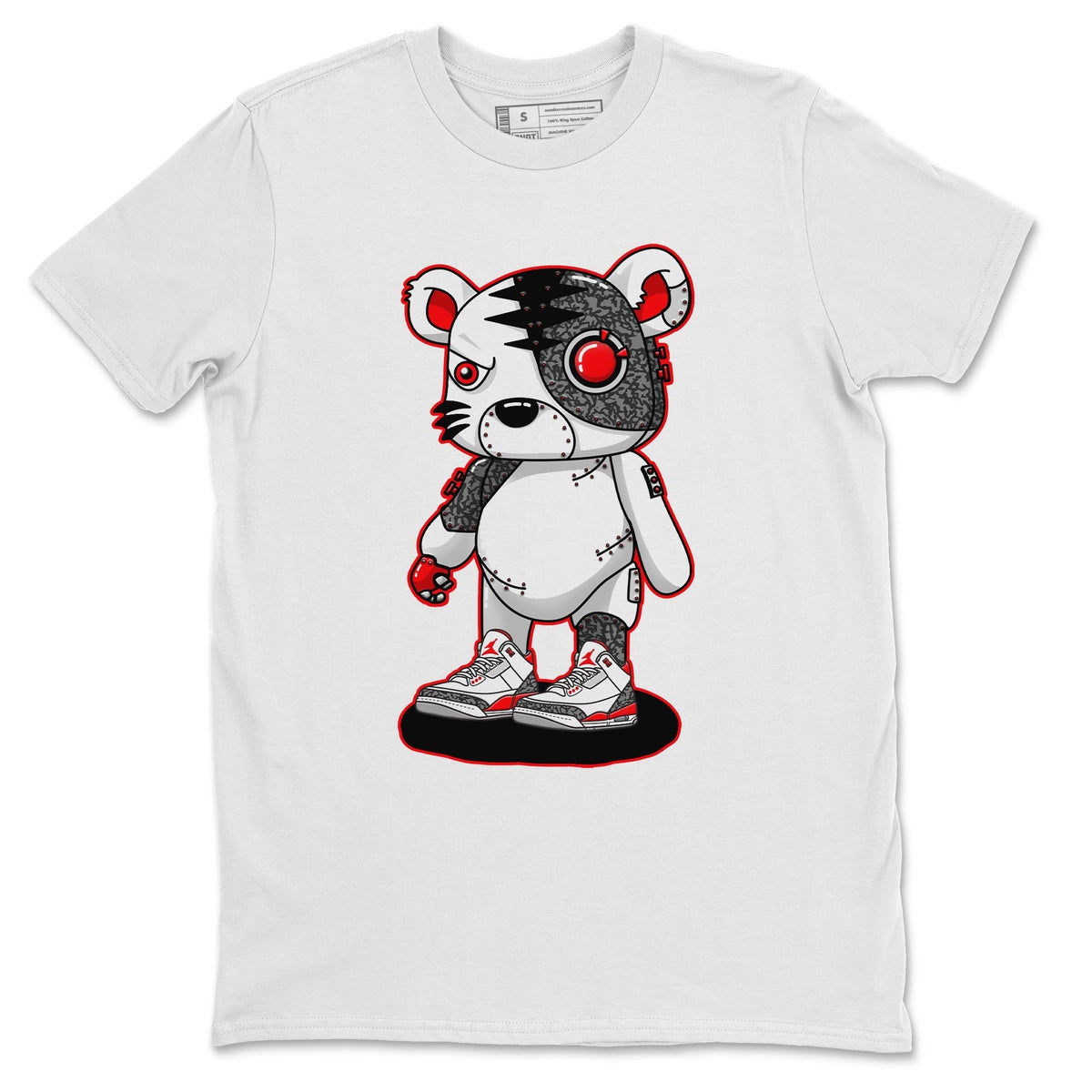 Jordan 3 Fire Red Sneaker Matching T-Shirt Cyborg Tiger Sneaker Tees Jordan 3 Fire Red Sneaker Release Tees Crew Neck Tees