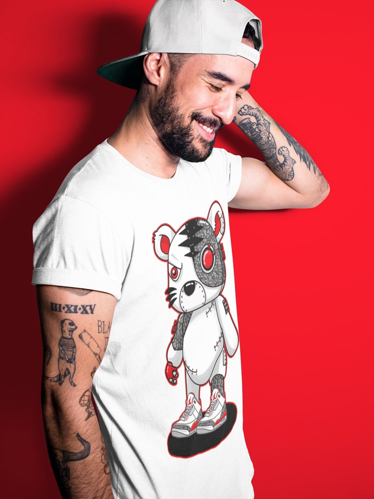 Jordan 3 Fire Red Sneaker Matching T-Shirt Cyborg Tiger Sneaker Tees Jordan 3 Fire Red Sneaker Release Tees Crew Neck Tees