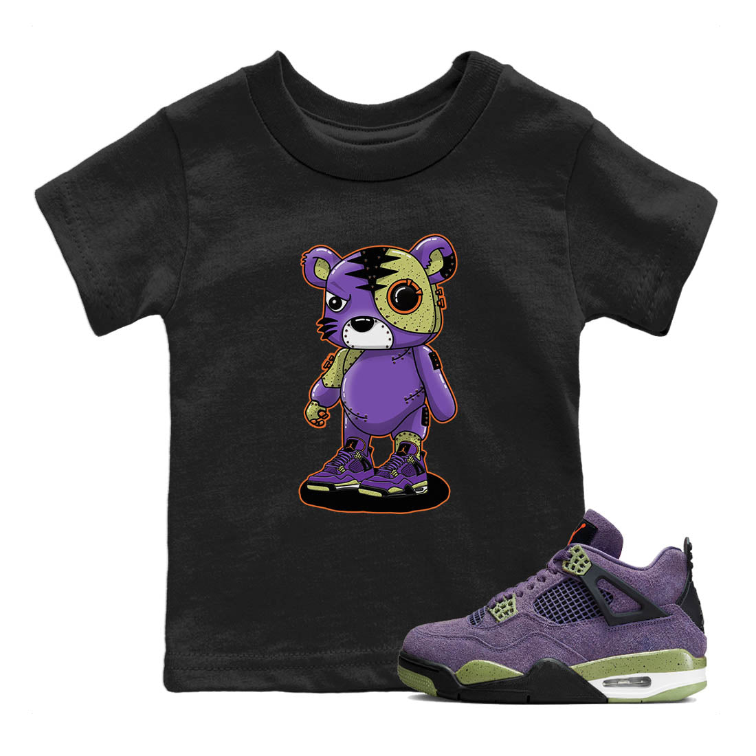 Jordan 4 Canyon Purple Sneaker Matching T-Shirt Cyborg Tiger Sneaker Tees Jordan 4 Canyon Purple Sneaker Release Tees Kids Shirts