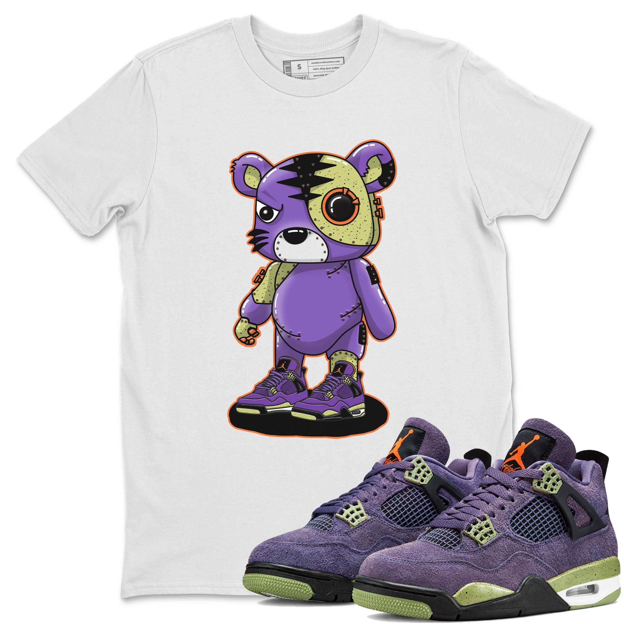 Jordan 4 Canyon Purple Sneaker Matching T-Shirt Cyborg Tiger Sneaker Tees Jordan 4 Canyon Purple Sneaker Release Tees Crew Neck Tees