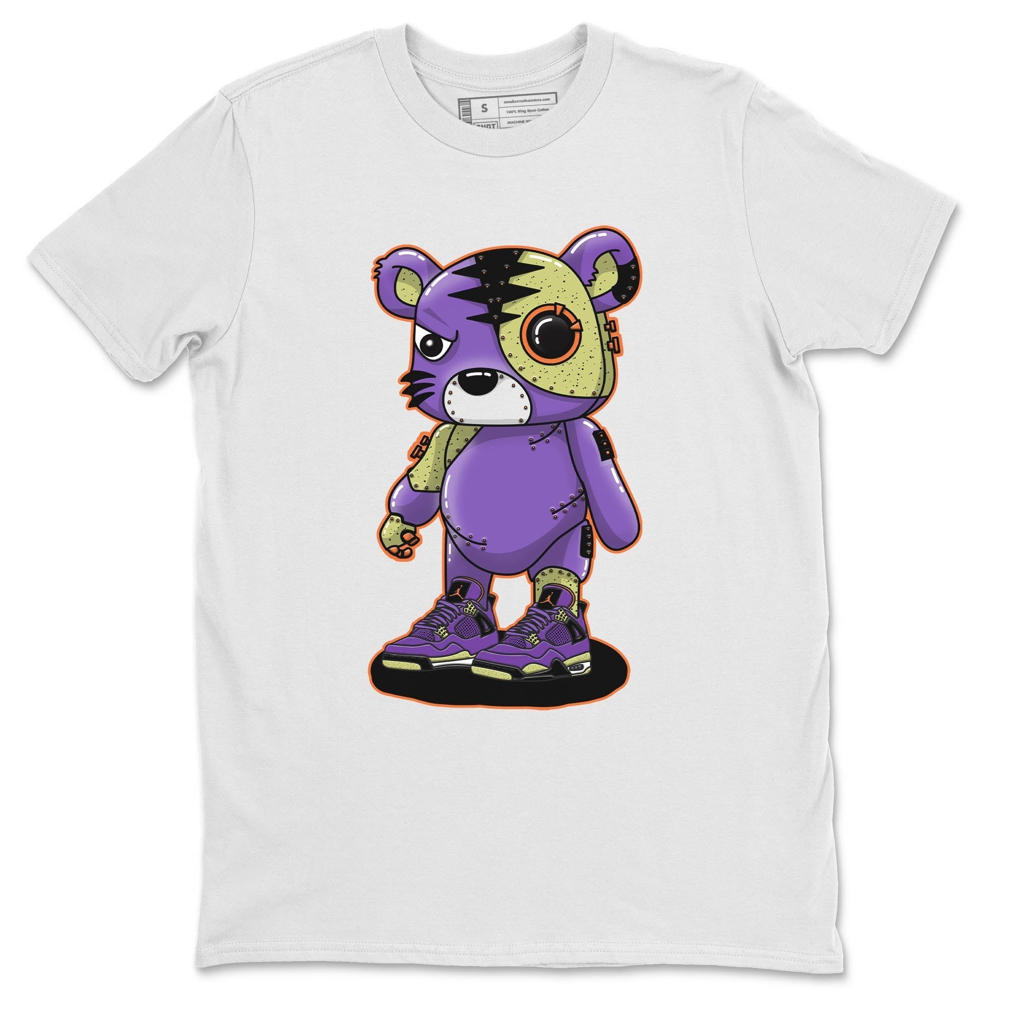 Jordan 4 Canyon Purple Sneaker Matching T-Shirt Cyborg Tiger Sneaker Tees Jordan 4 Canyon Purple Sneaker Release Tees Crew Neck Tees