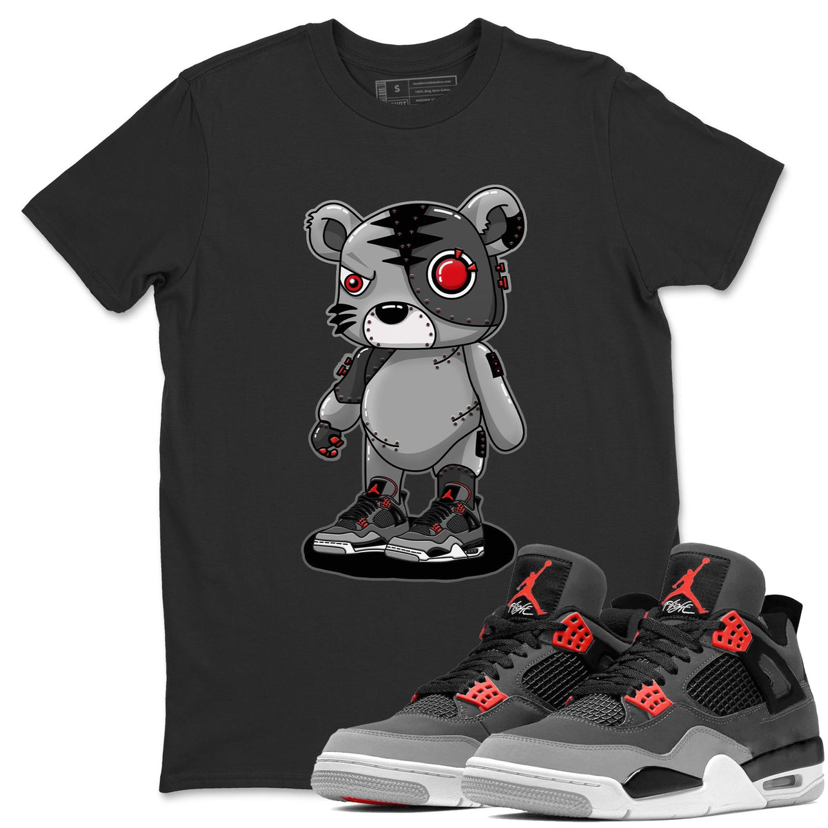 Jordan 4 Infrared Sneaker Matching T-Shirt Cyborg Tiger Sneaker Tees Jordan 4 Infrared Sneaker Release Tees Crew Neck Tees