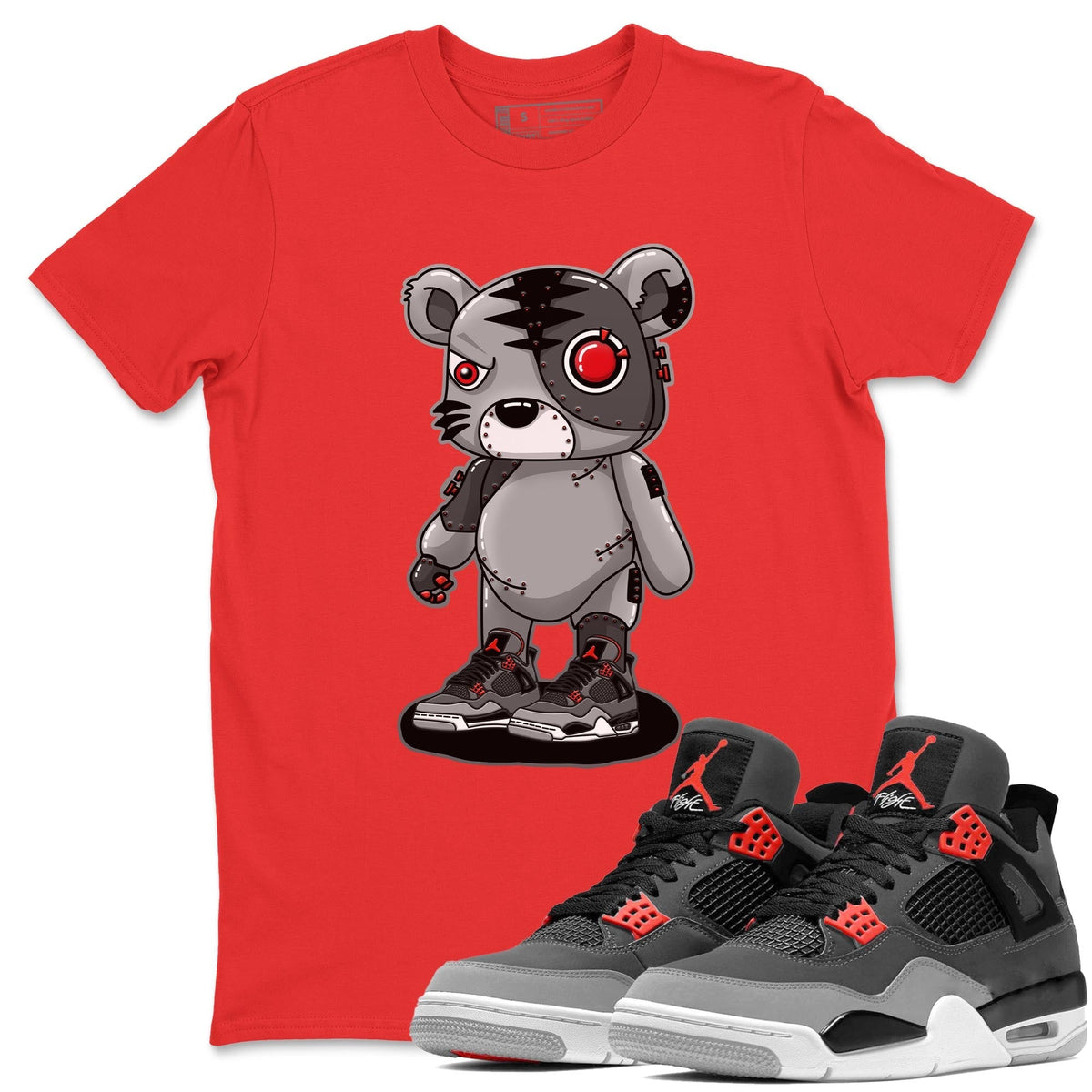 Jordan 4 Infrared Sneaker Matching T-Shirt Cyborg Tiger Sneaker Tees Jordan 4 Infrared Sneaker Release Tees Crew Neck Tees