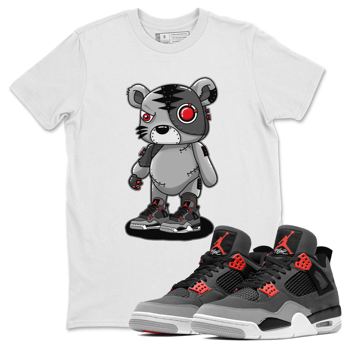 Jordan 4 Infrared Sneaker Matching T-Shirt Cyborg Tiger Sneaker Tees Jordan 4 Infrared Sneaker Release Tees Crew Neck Tees
