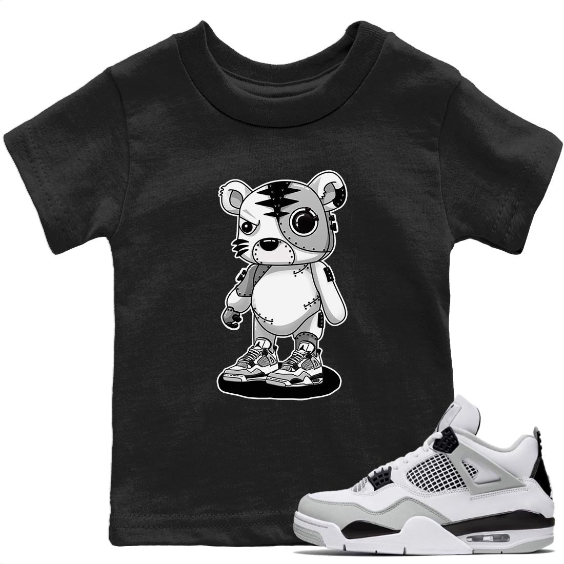 Jordan 4 Military Black Sneaker Matching T-Shirt Cyborg Tiger Sneaker Tees Jordan 4 Military Black Sneaker Release Tees Kids Shirts