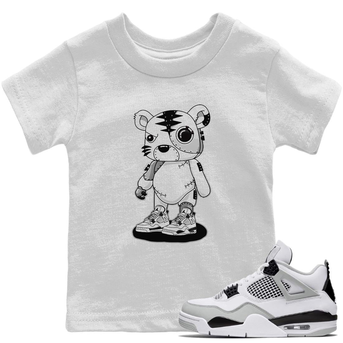 Jordan 4 Military Black Sneaker Matching T-Shirt Cyborg Tiger Sneaker Tees Jordan 4 Military Black Sneaker Release Tees Kids Shirts