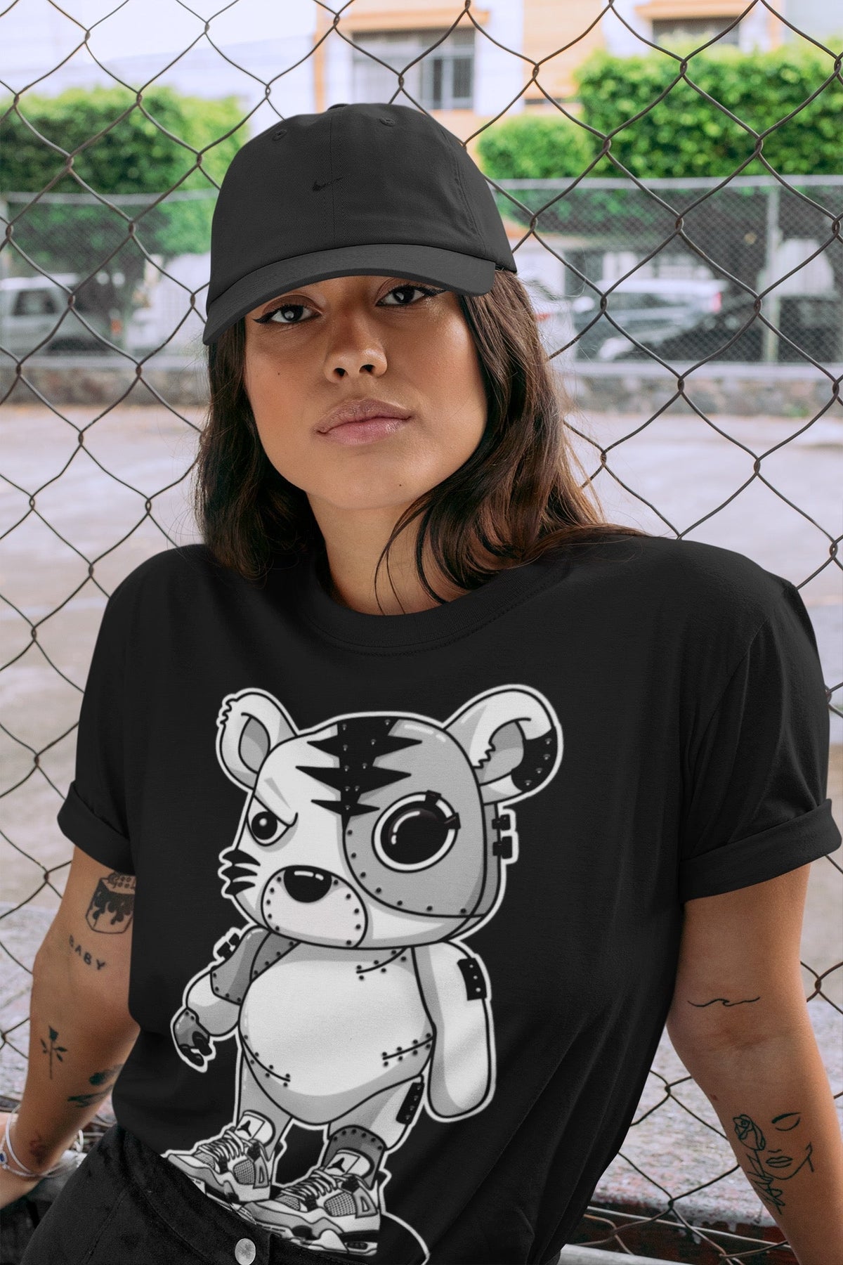 Jordan 4 Military Black Sneaker Matching T-Shirt Cyborg Tiger Sneaker Tees Jordan 4 Military Black Sneaker Release Tees Crew Neck Tees