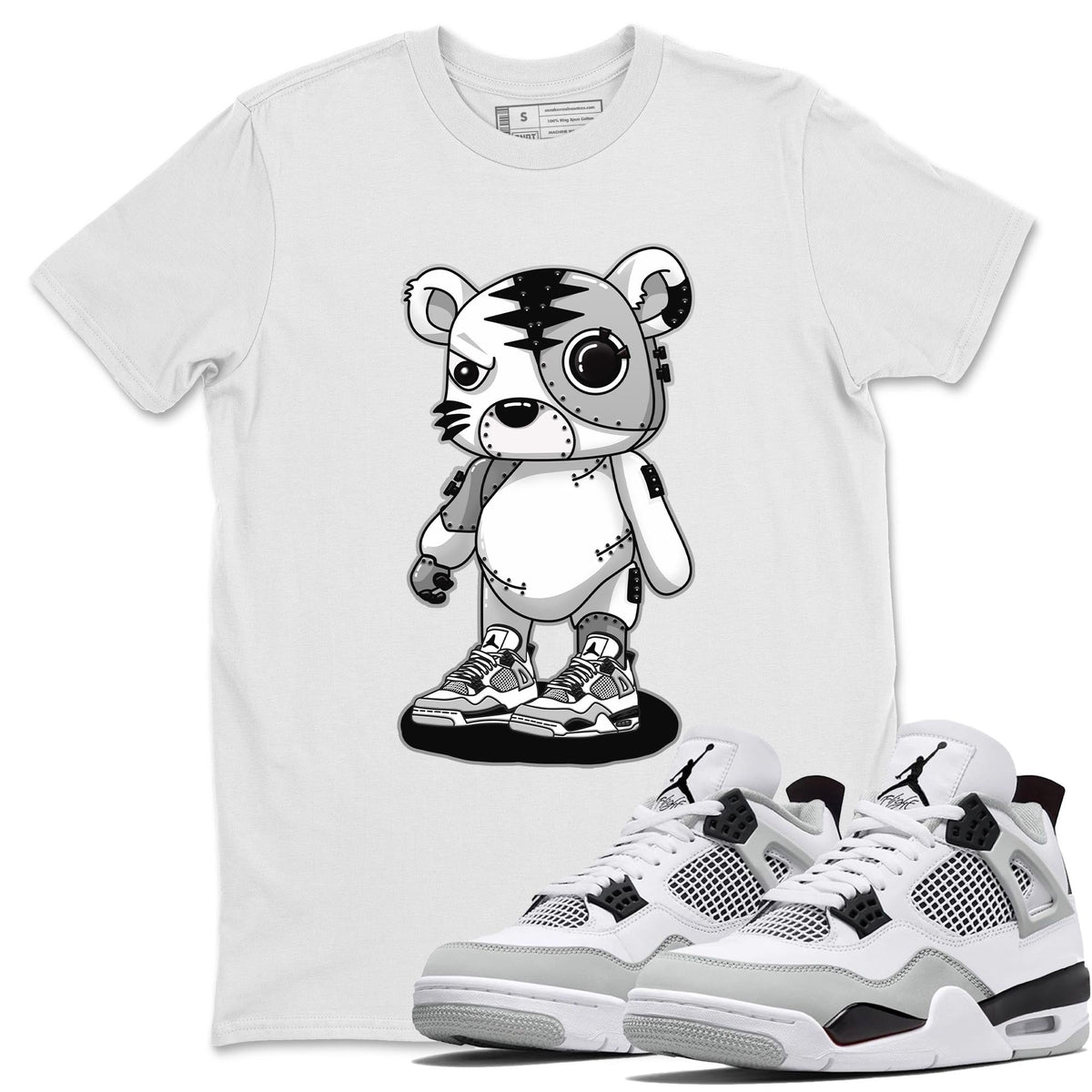 Jordan 4 Military Black Sneaker Matching T-Shirt Cyborg Tiger Sneaker Tees Jordan 4 Military Black Sneaker Release Tees Crew Neck Tees