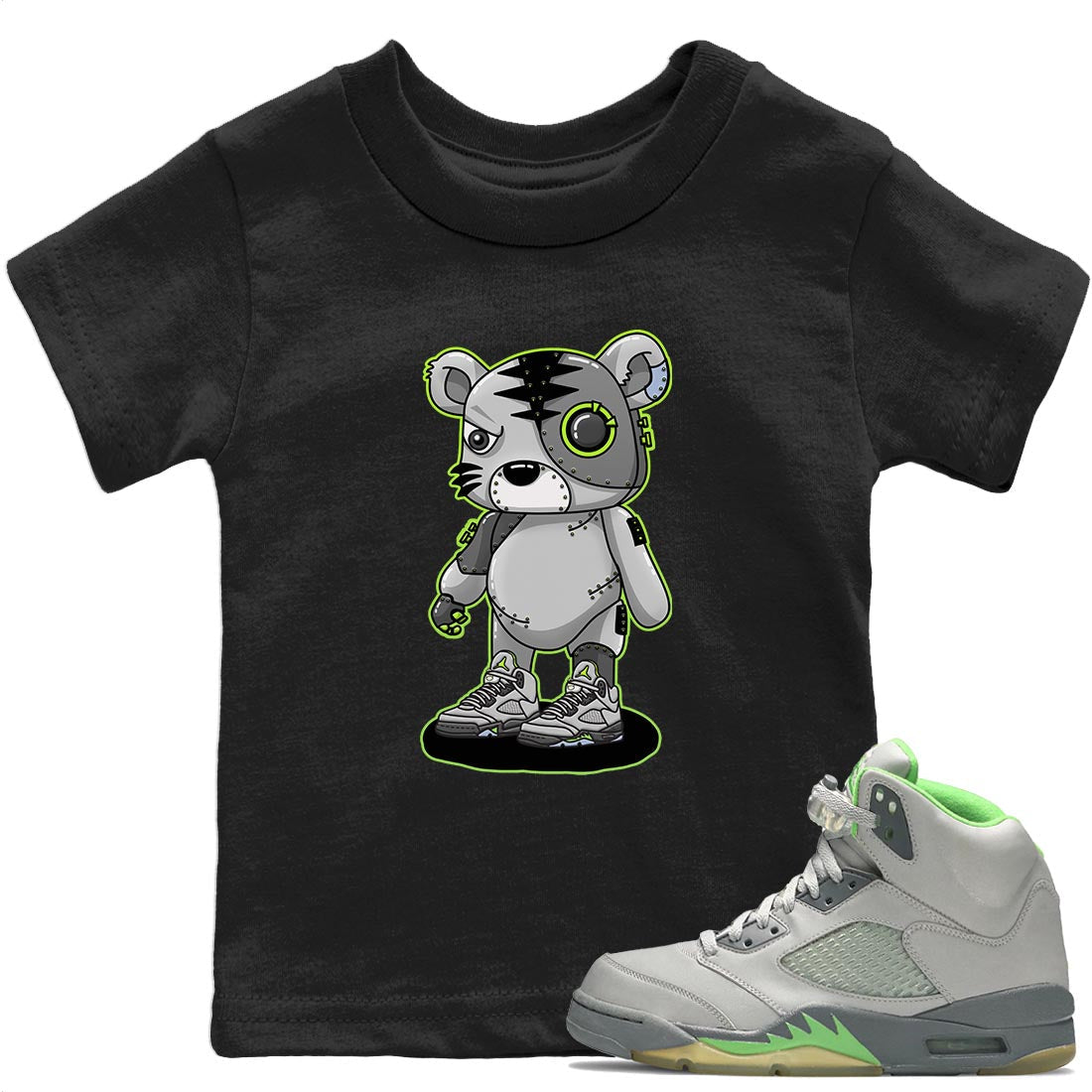 Jordan 5 Green Bean Sneaker Matching T-Shirt Cyborg Tiger Sneaker Tees Jordan 5 Green Bean Sneaker Release Tees Kids Shirts