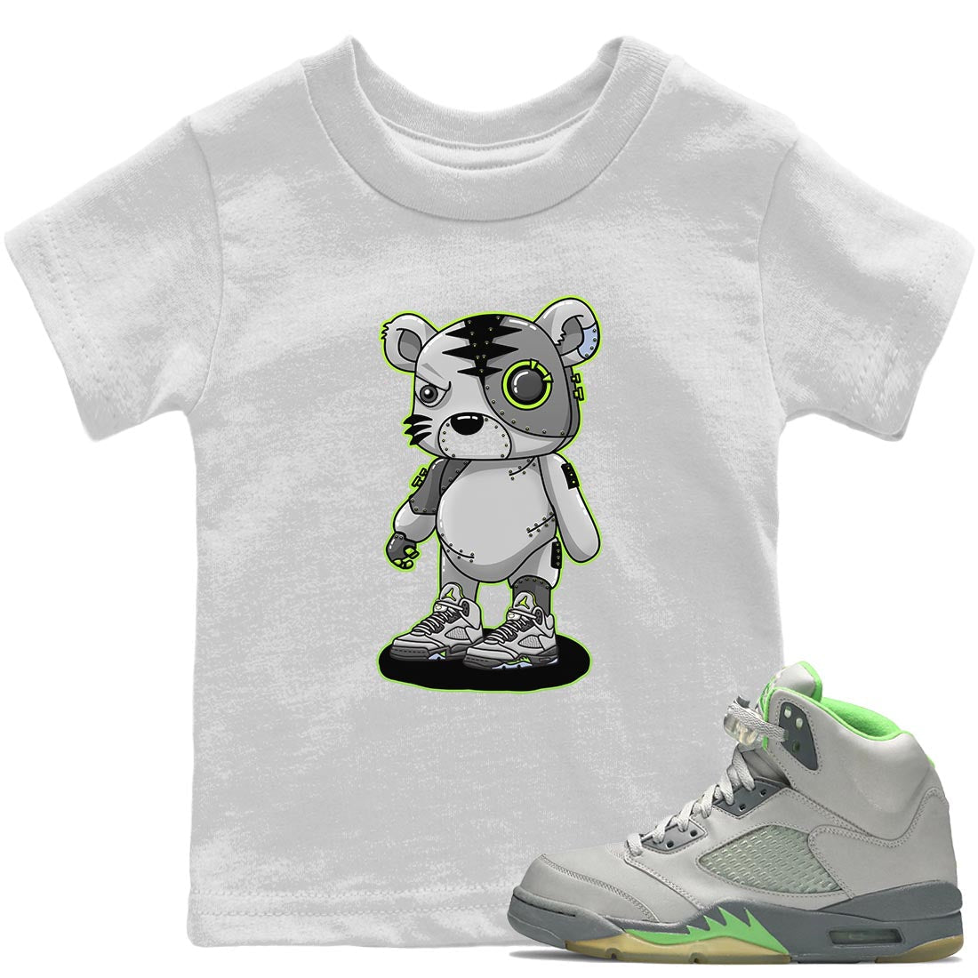 Jordan 5 Green Bean Sneaker Matching T-Shirt Cyborg Tiger Sneaker Tees Jordan 5 Green Bean Sneaker Release Tees Kids Shirts