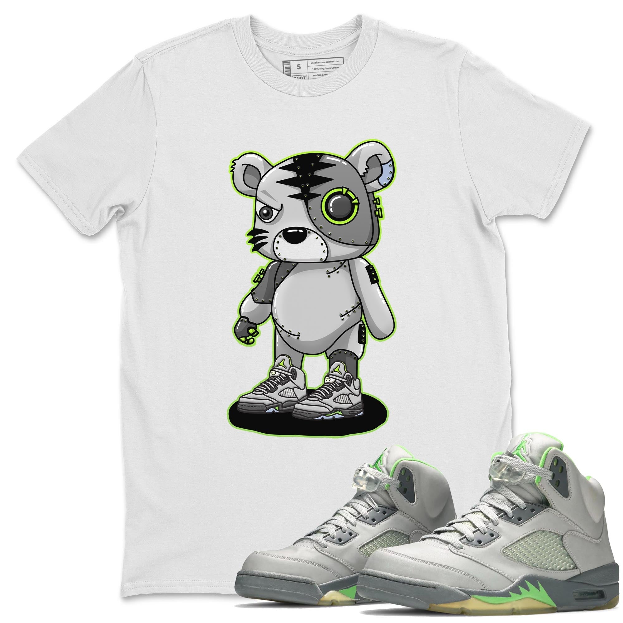 Jordan 5 Green Bean Sneaker Matching T-Shirt Cyborg Tiger Sneaker Tees Jordan 5 Green Bean Sneaker Release Tees Crew Neck Tees