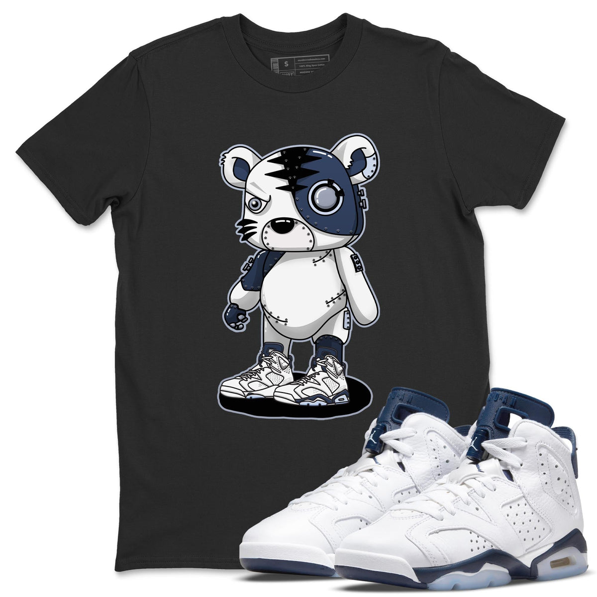 Jordan 6 Midnight Navy Sneaker Matching T-Shirt Cyborg Tiger Sneaker Tees Jordan 6 Midnight Navy Sneaker Release Tees Crew Neck Tees