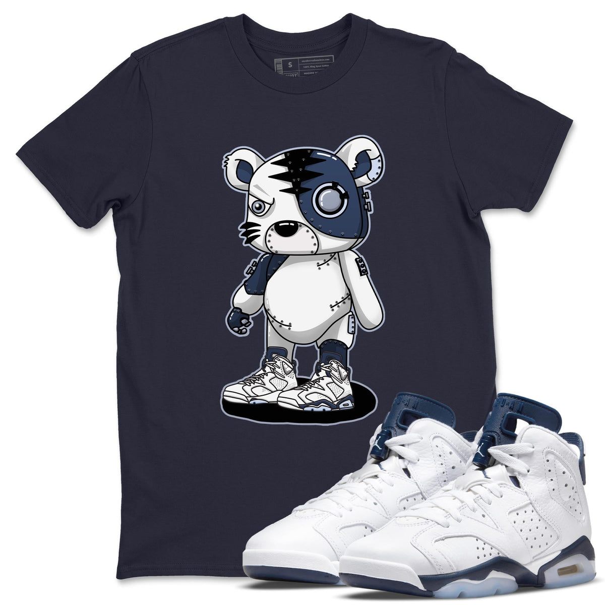 Jordan 6 Midnight Navy Sneaker Matching T-Shirt Cyborg Tiger Sneaker Tees Jordan 6 Midnight Navy Sneaker Release Tees Crew Neck Tees