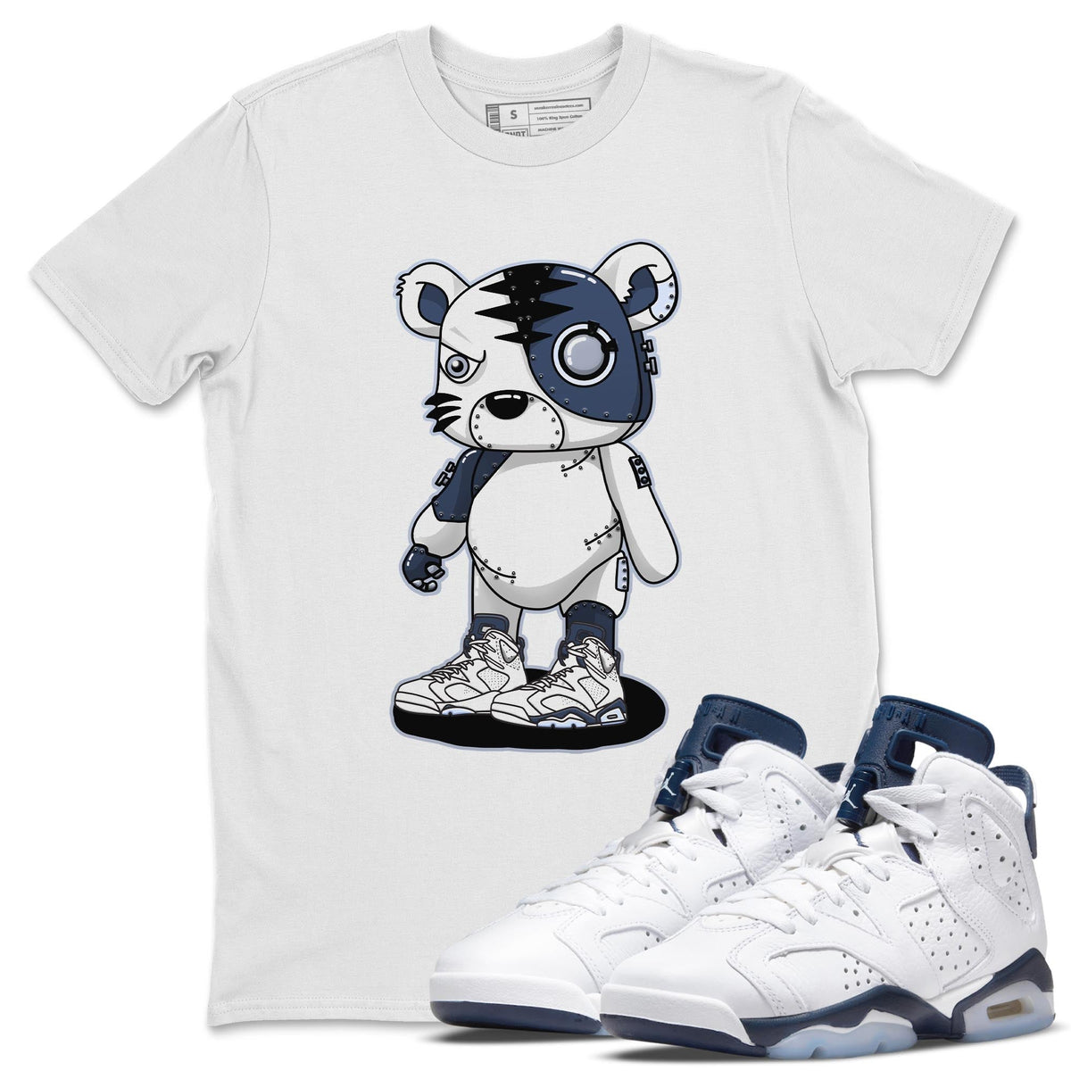 Jordan 6 Midnight Navy Sneaker Matching T-Shirt Cyborg Tiger Sneaker Tees Jordan 6 Midnight Navy Sneaker Release Tees Crew Neck Tees