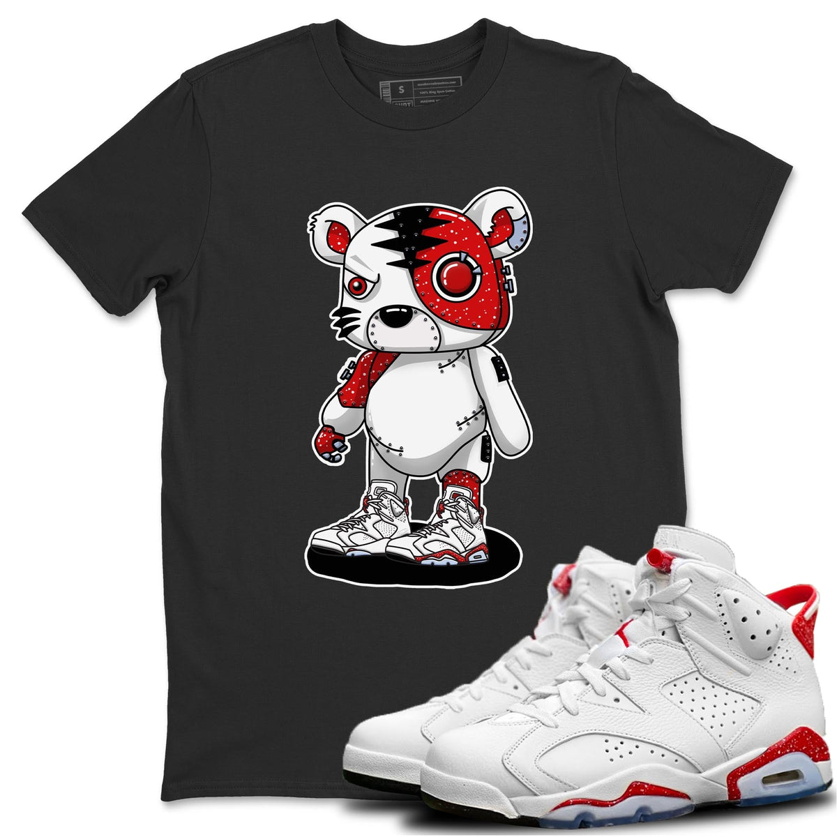 Jordan 6 Red Velvet Cookies Sneaker Matching T-Shirt Cyborg Tiger Sneaker Tees Jordan 6 Red Velvet Cookies Sneaker Release Tees Crew Neck Tees