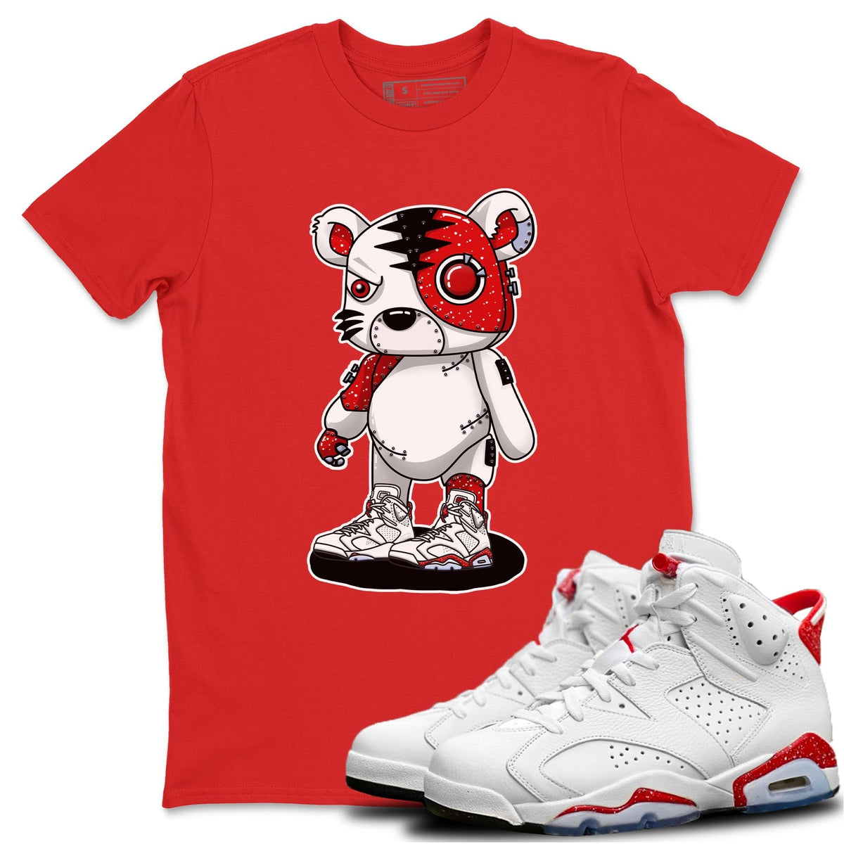 Jordan 6 Red Velvet Cookies Sneaker Matching T-Shirt Cyborg Tiger Sneaker Tees Jordan 6 Red Velvet Cookies Sneaker Release Tees Crew Neck Tees