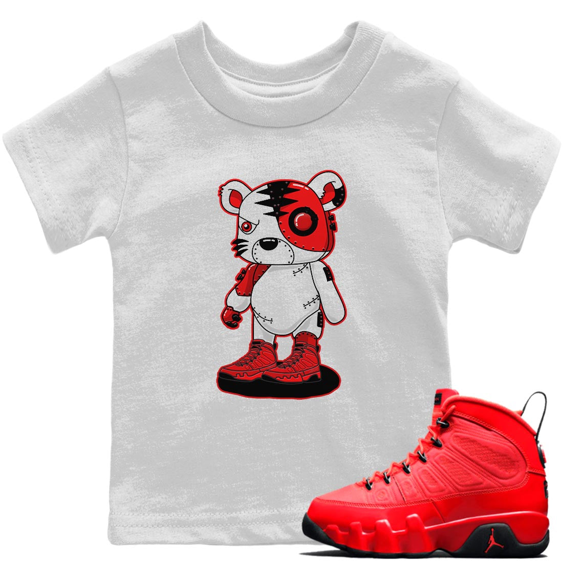 Jordan 9 Chile Red Shirt To Match Jordans Cyborg Tiger Sneaker Tees Jordan 9 Chile Red Drip Gear Zone Sneaker Matching Clothing Kids Shirts