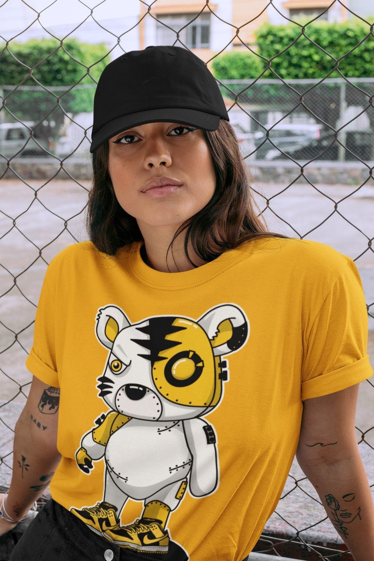 Dunk Championship Goldenrod Sneaker Match Tees Cyborg Tiger Sneaker Tees Dunk Championship Goldenrod Jordan to match sneaker T-Shirt Crew Neck Shirts